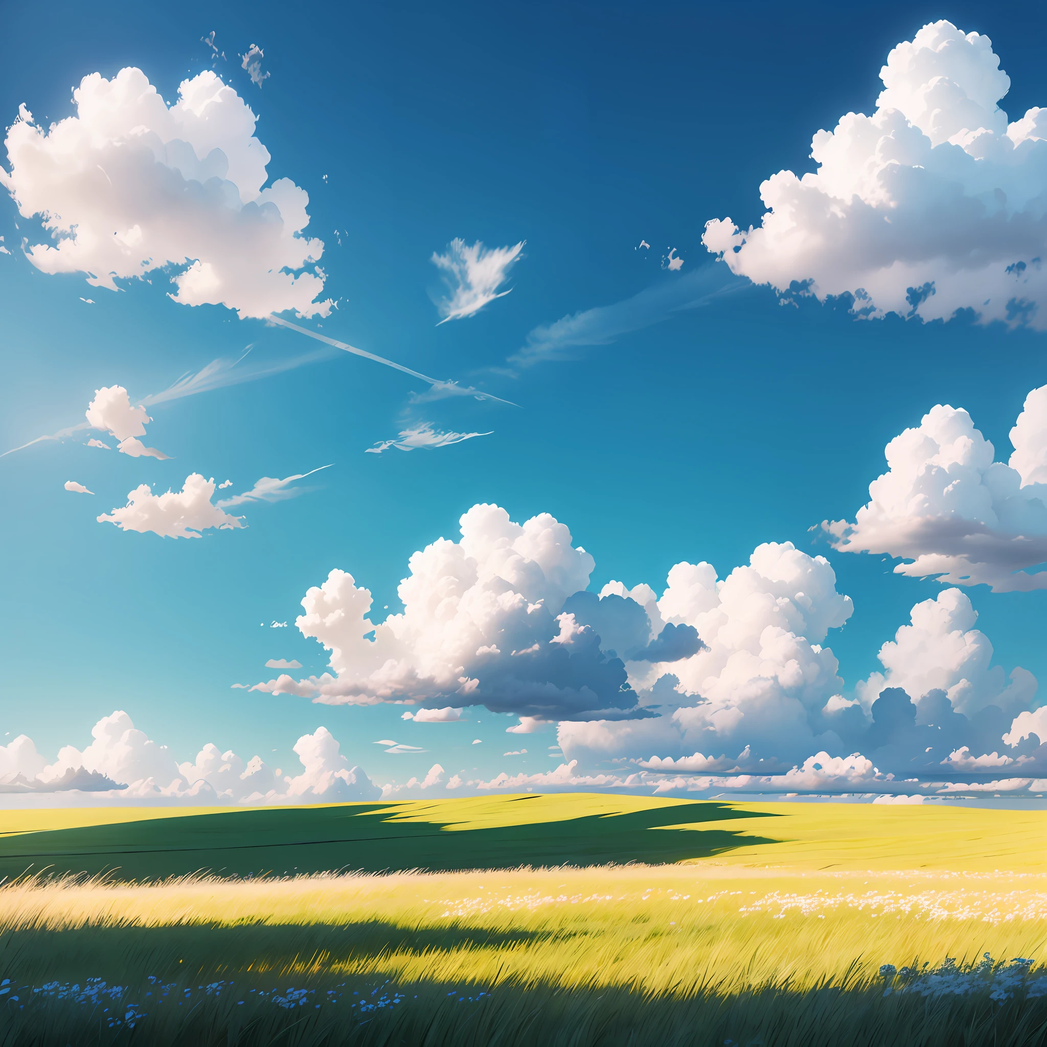 Blue sky, white clouds, sunny grassland --auto --s2