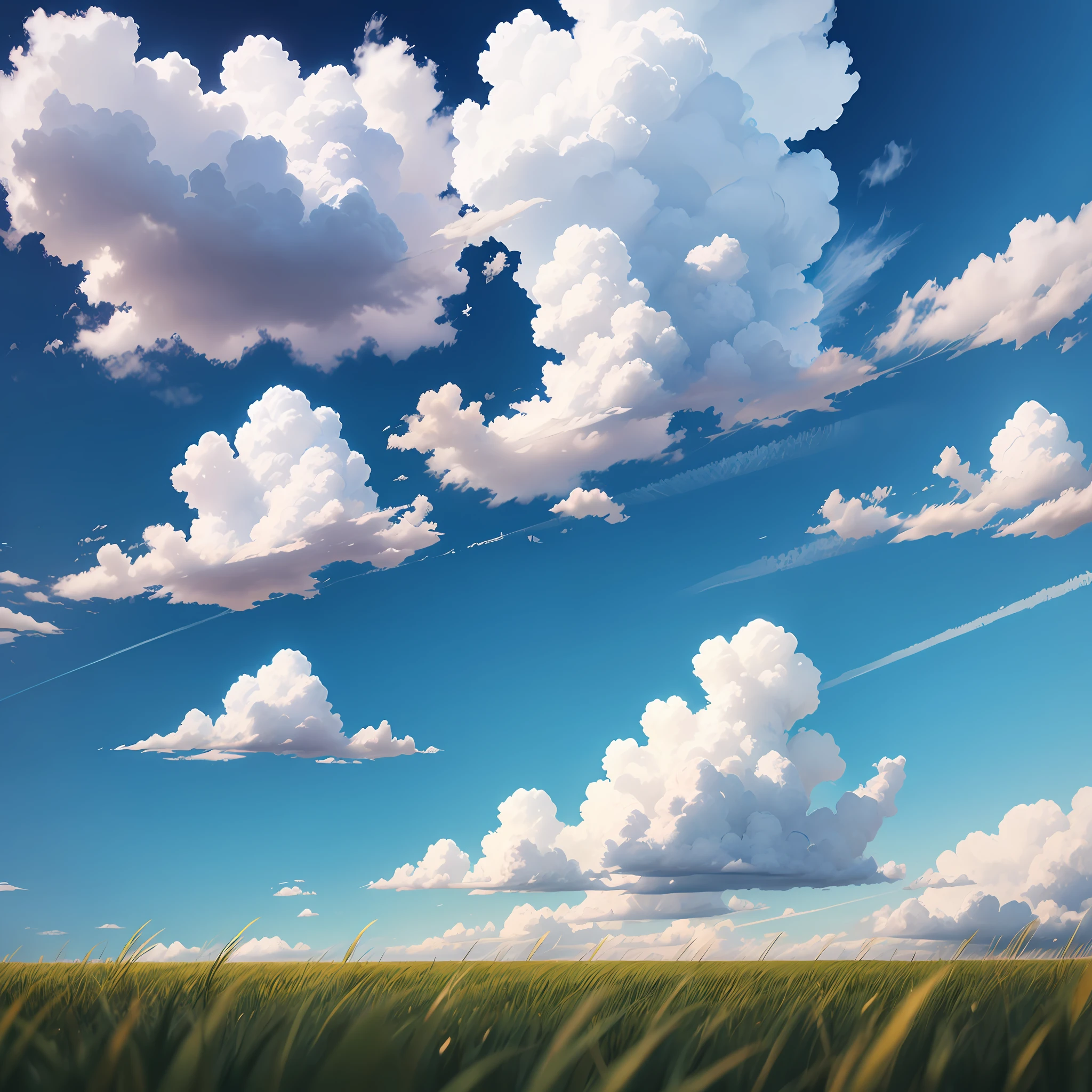 Blue sky, white clouds, sunny grassland --auto --s2
