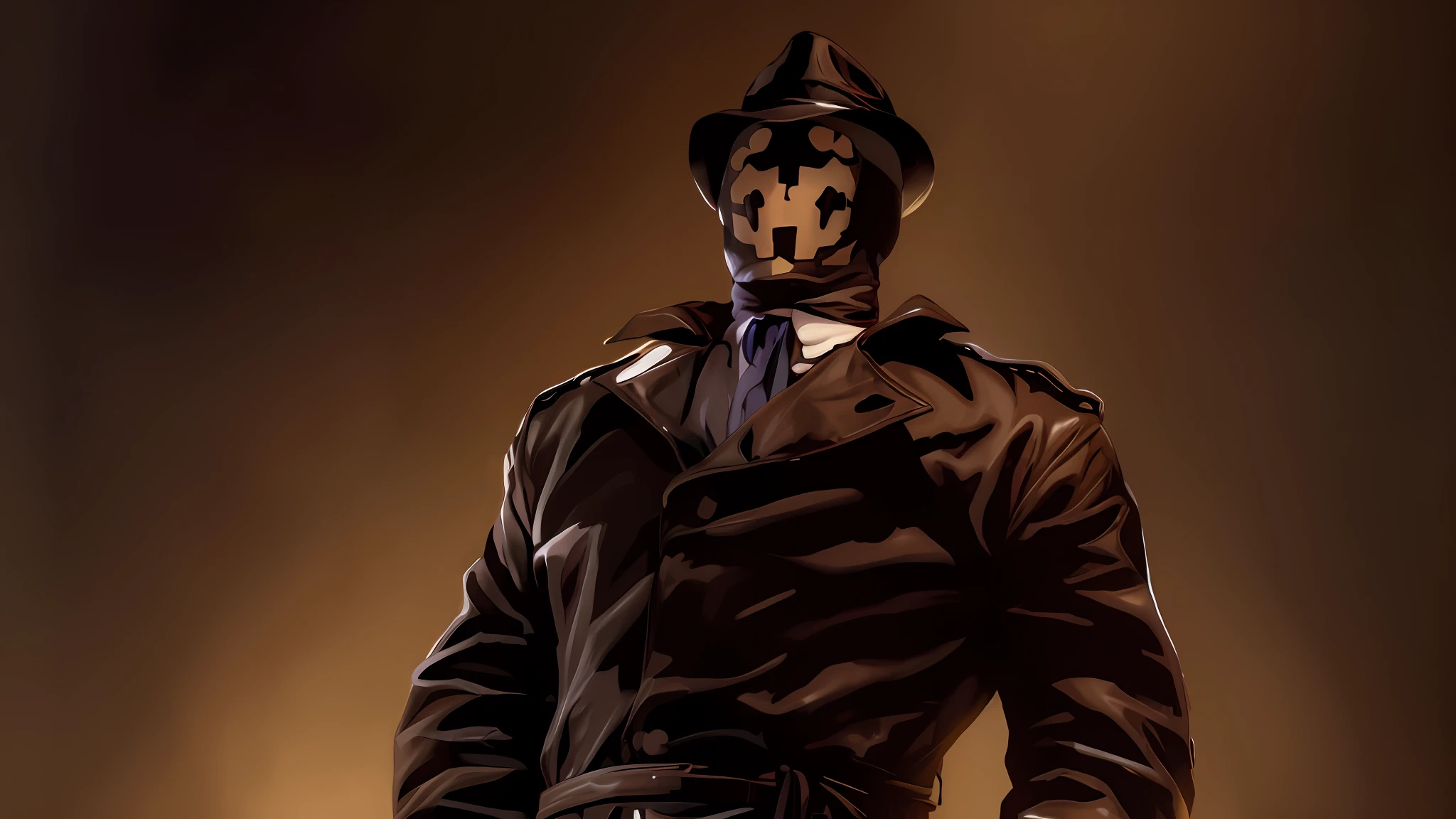 arafed image of a man in a trench coat and hat, rorschach, inspired by Jason Edmiston, watchmen, rorschach test, by Jason Edmiston, watchmen comics color scheme, profile pic, profile image, noir film world character design, by Brian Bolland, martin ansin, hero, blacksad, mike deodato jr