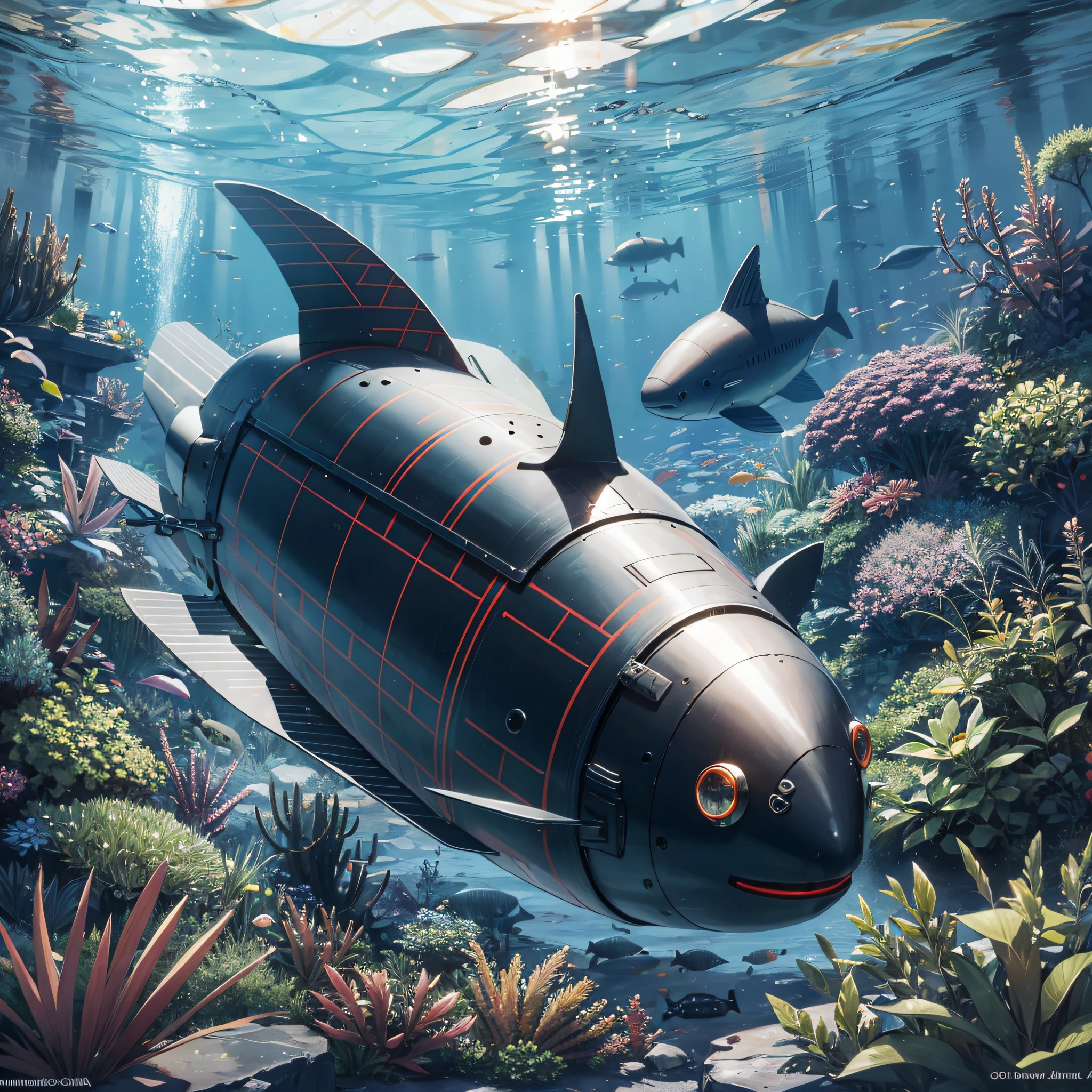 Black mechanical sunfish deep-sea submersible