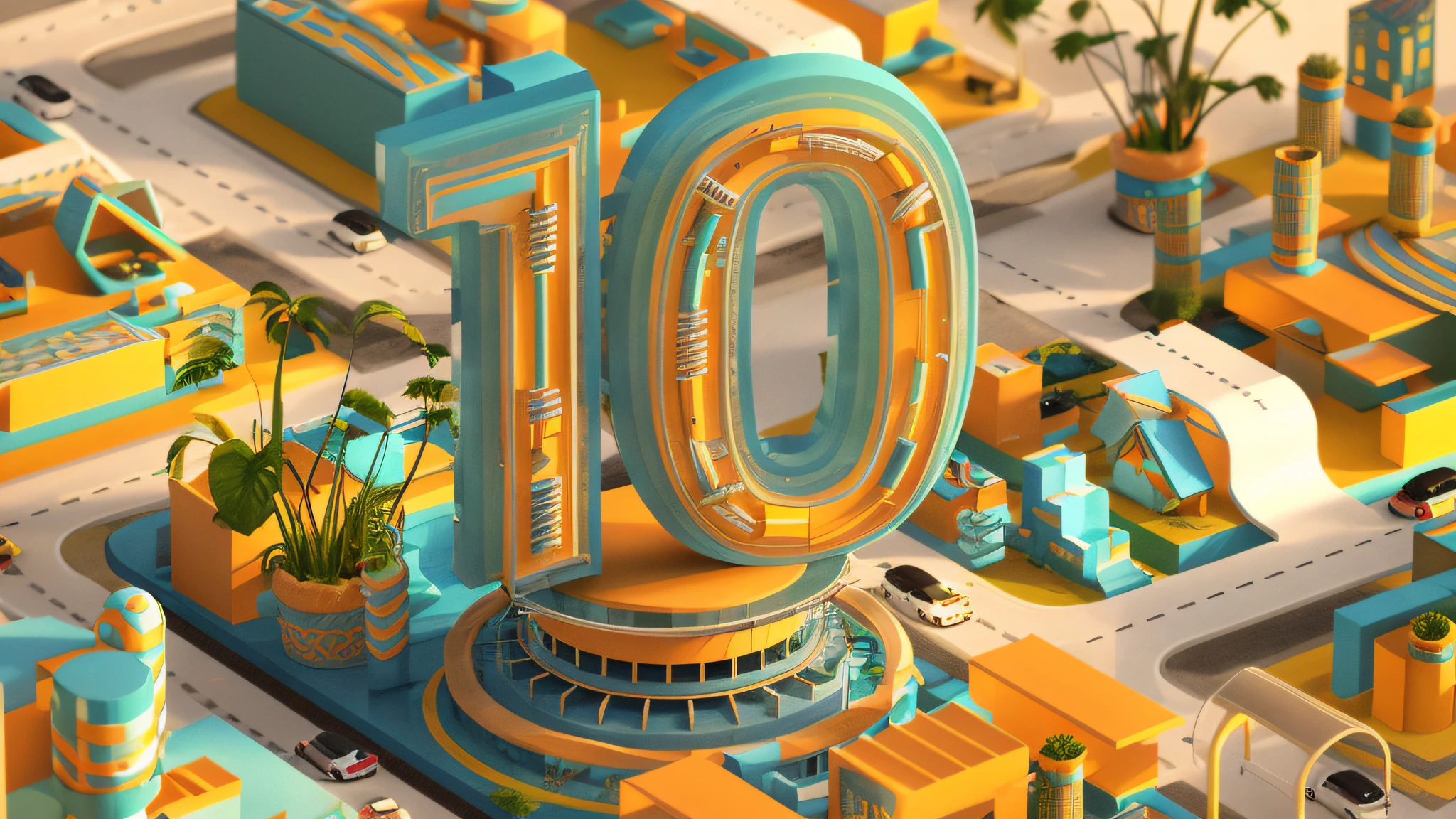 there is a very large number of buildings and plants in the middle of the city, trend on behance 3d art, trend on behance 3 d art, 3d matte illustration, behance 3d, 3 d epic illustrations, best of behance, 3d illustration, 3 d illustration, 3 d illutration, 3d digital art 4k --auto --s2