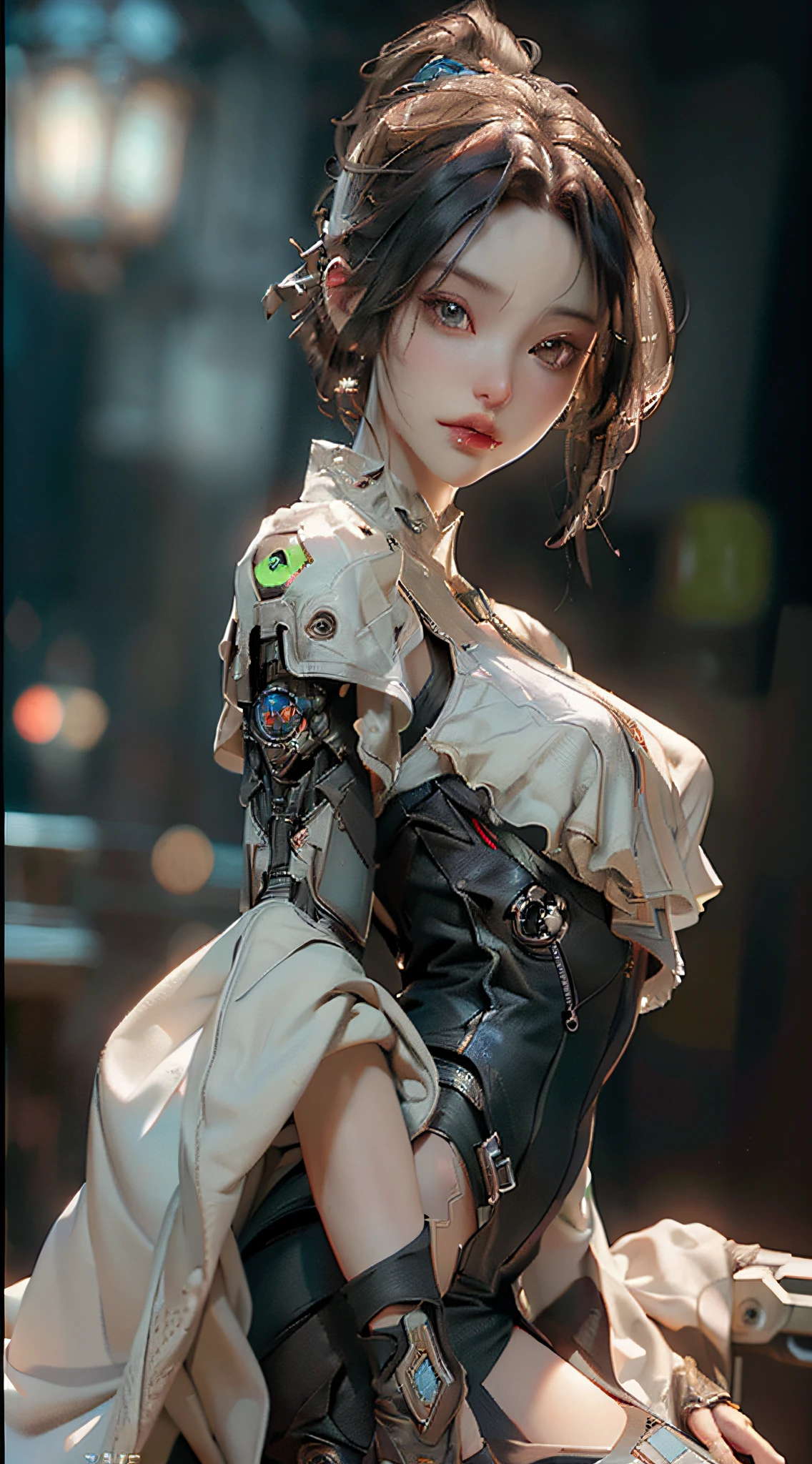 ((Best quality)), ((masterpiece)), (detailed:1.4), 3D, an image of a beautiful cyberpunk female,HDR (High Dynamic Range),Ray Tracing,NVIDIA RTX,Super-Resolution,Unreal 5,Subsurface scattering,PBR Texturing,Post-processing,Anisotropic Filtering,Depth-of-field,Maximum clarity and sharpness,Multi-layered textures,Albedo and Specular maps,Surface shading,Accurate simulation of light-material interaction,Perfect proportions,Octane Render,Two-tone lighting,Wide aperture,Low ISO,White balance,Rule of thirds,8K RAW,