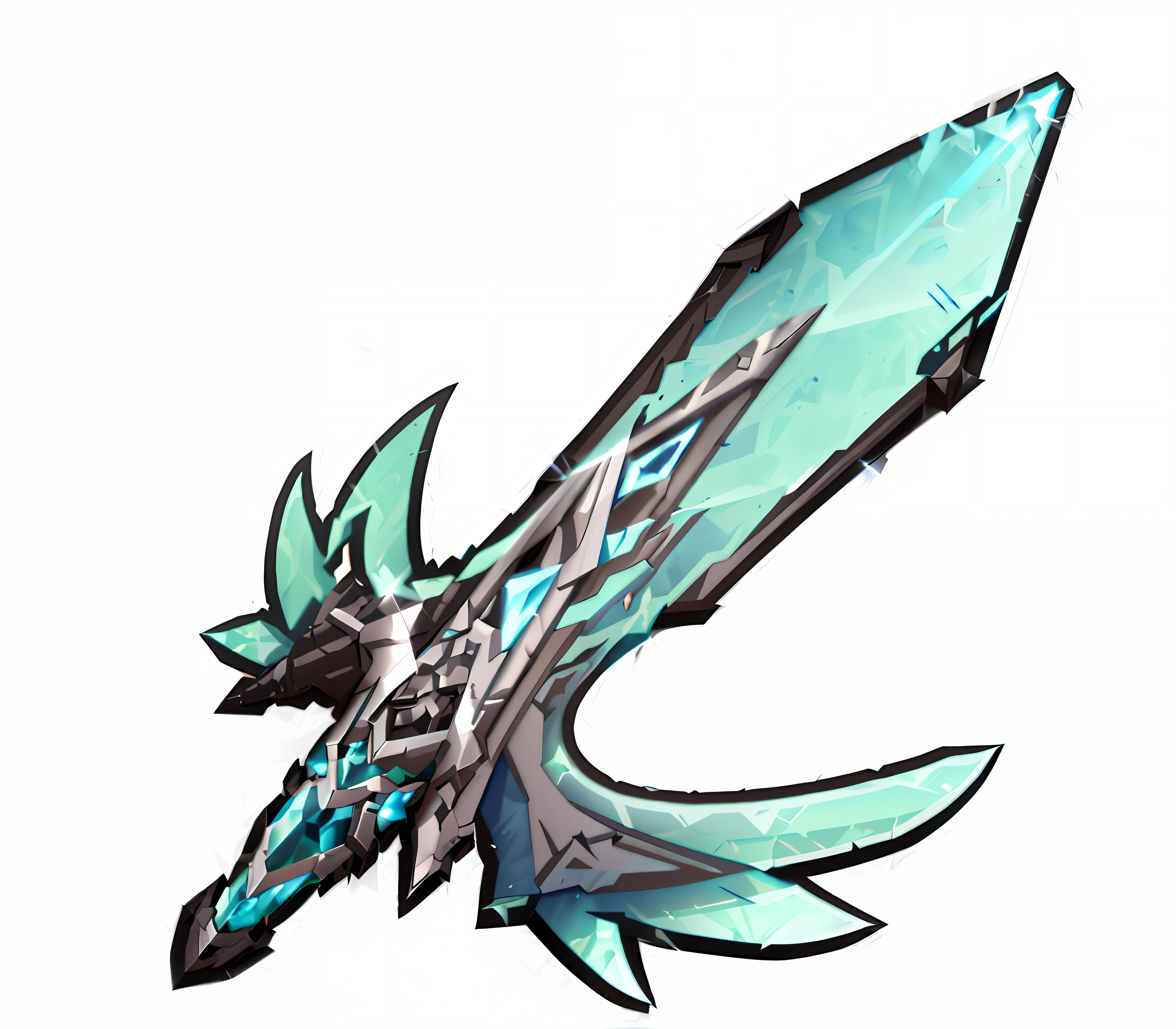 a close up of a blue and black sword with a white background, war blade weapon, style of ghost blade, jagged sword, armored sword blade, fantasy blade, scary sharp icy, weapon concept art, fantasy weapon, intricate fantasy spear, ice crystal armor, weapon design, weapons concept art, glaive, sliver ice color reflected armor, fantasy rpg weapon art