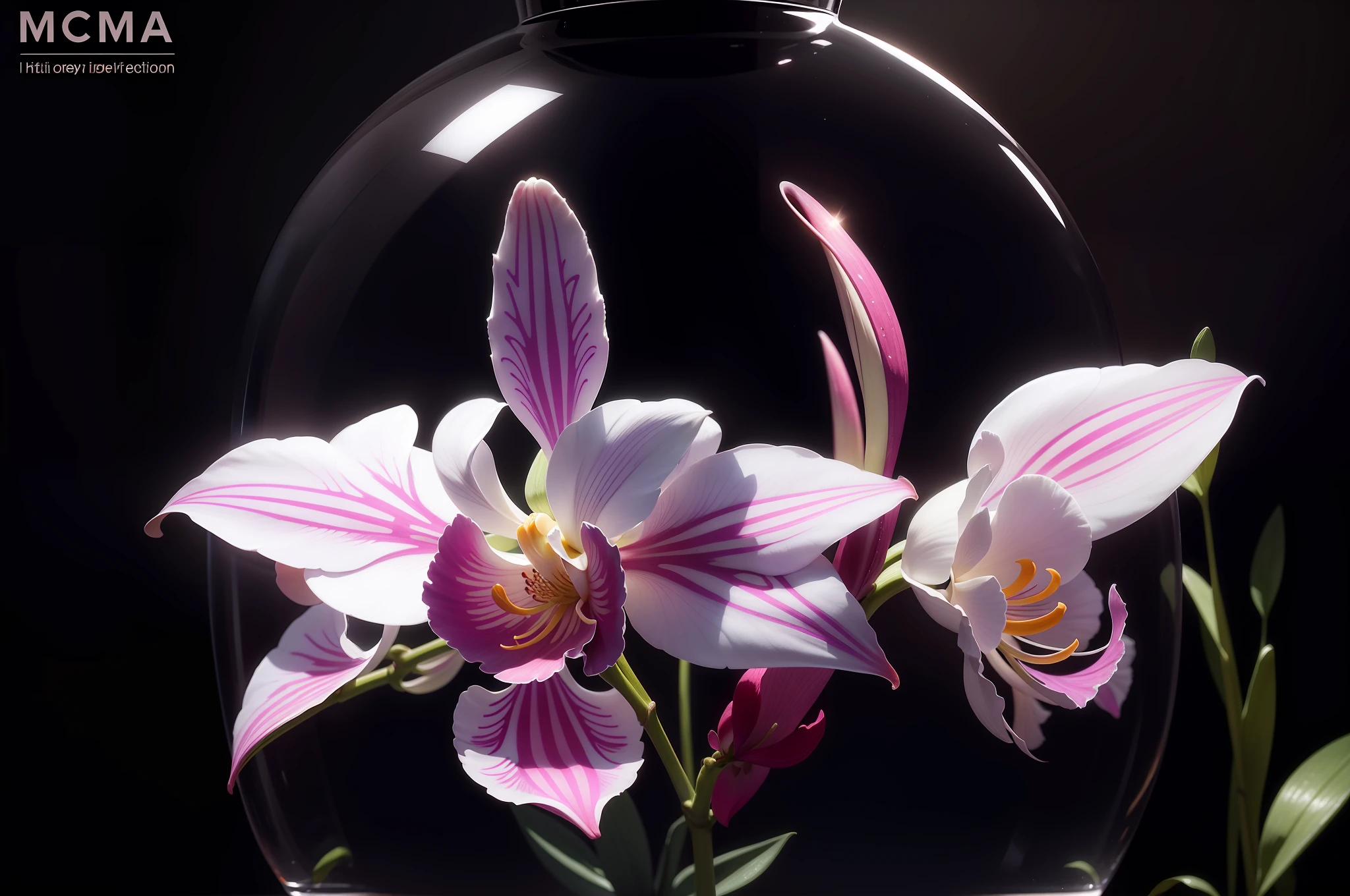 "I'm looking for a logo for my Instagram profile, which talks about growing indoor orchids. I want to convey the idea of a protected orchid within a controlled environment, such as a glass dome. I would like you to use the image sent in the logo. I would like something simple but elegant that represents the care and attention I devote to my orchids. --auto --s2