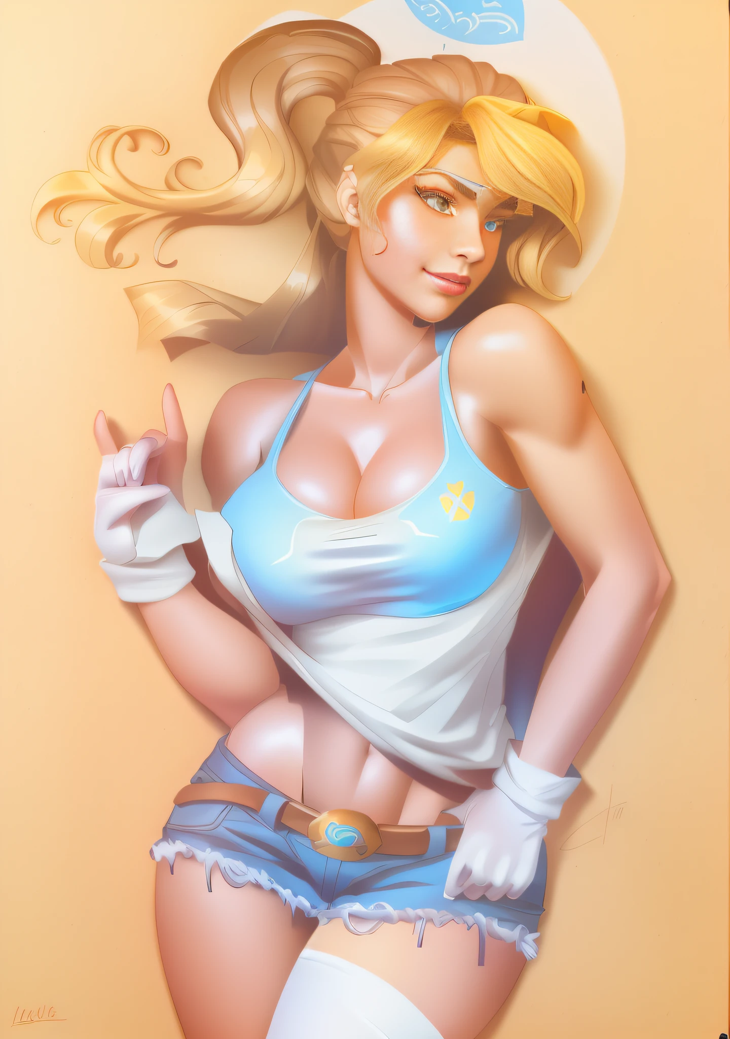 a drawing of a woman with long hair and a tank top, lovely brigitte from overwatch, lineart behance hd, brigitte from overwatch, perfect lineart, pinup of tracer from overwatch, drawn in the style of artgerm, artgerm and lois van baarle, beautiful line art, style ivan talavera and artgerm