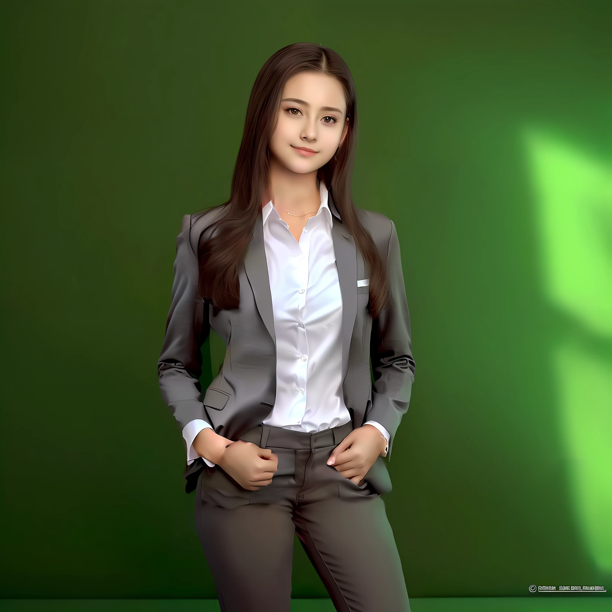 Gray suit, white shirt