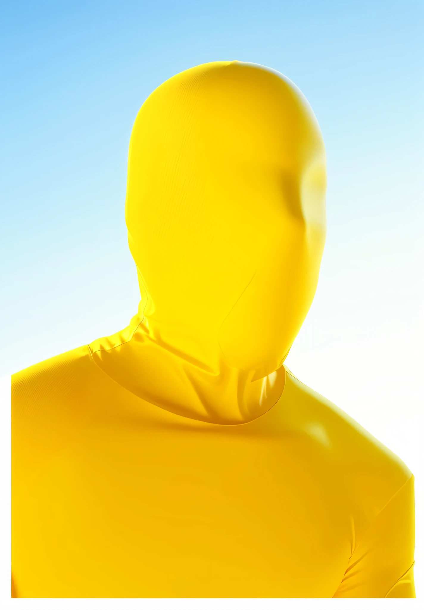 Man in yellow bodysuit isolated on white background, yellow body, zentai suit, full bodysuit, skin tight suit, lycra costume, tight full body suit, yellow skin, yellow jumpsuit, yellow bodysuit
