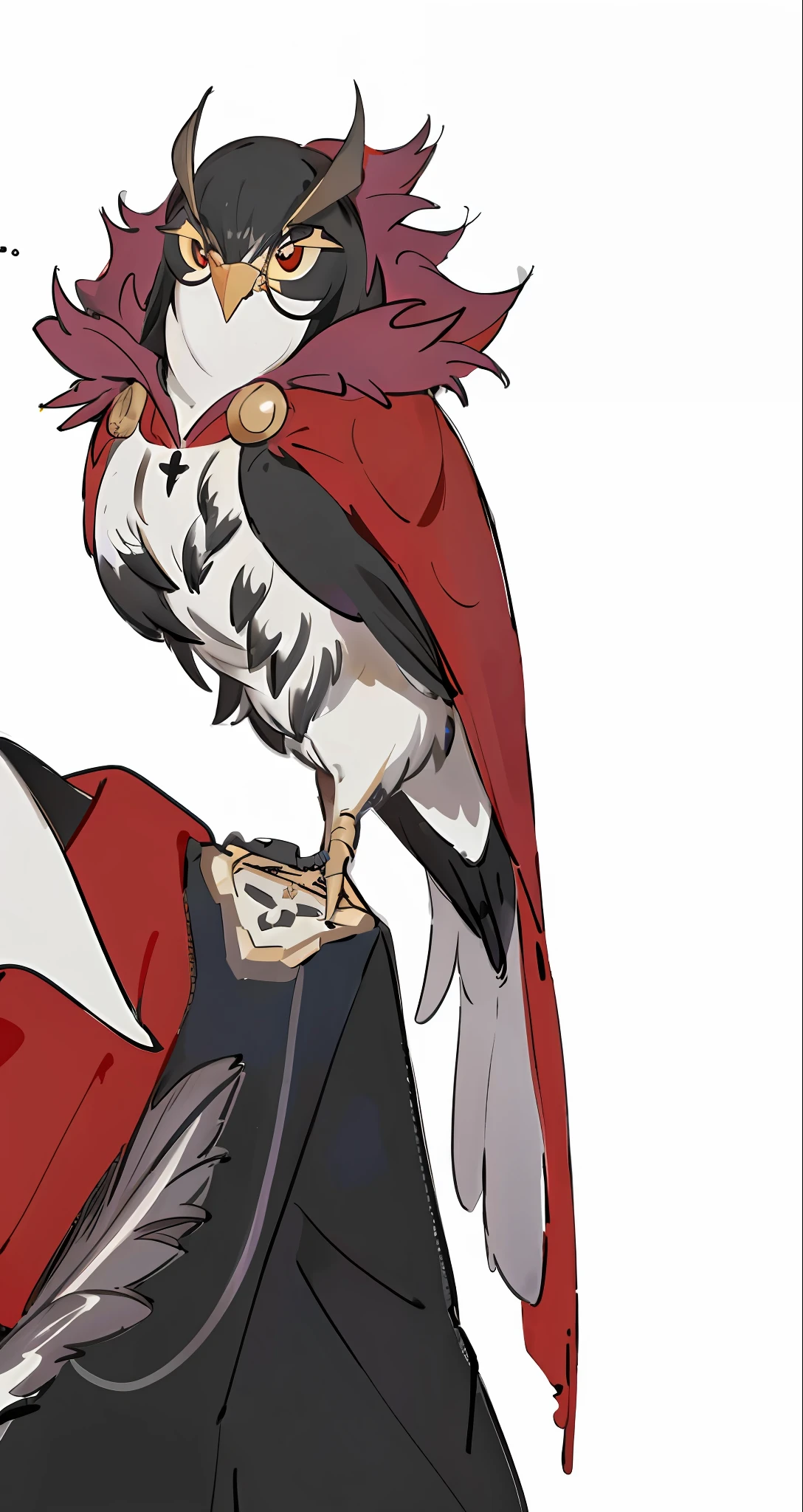 Extra details, owl with glasses, half caller half megumin, hyper-detail illustration, edelgard from the Fire Emblem, extra detail more detail, high resolution, pterosaur styling, clean line art and colour, arm close-up