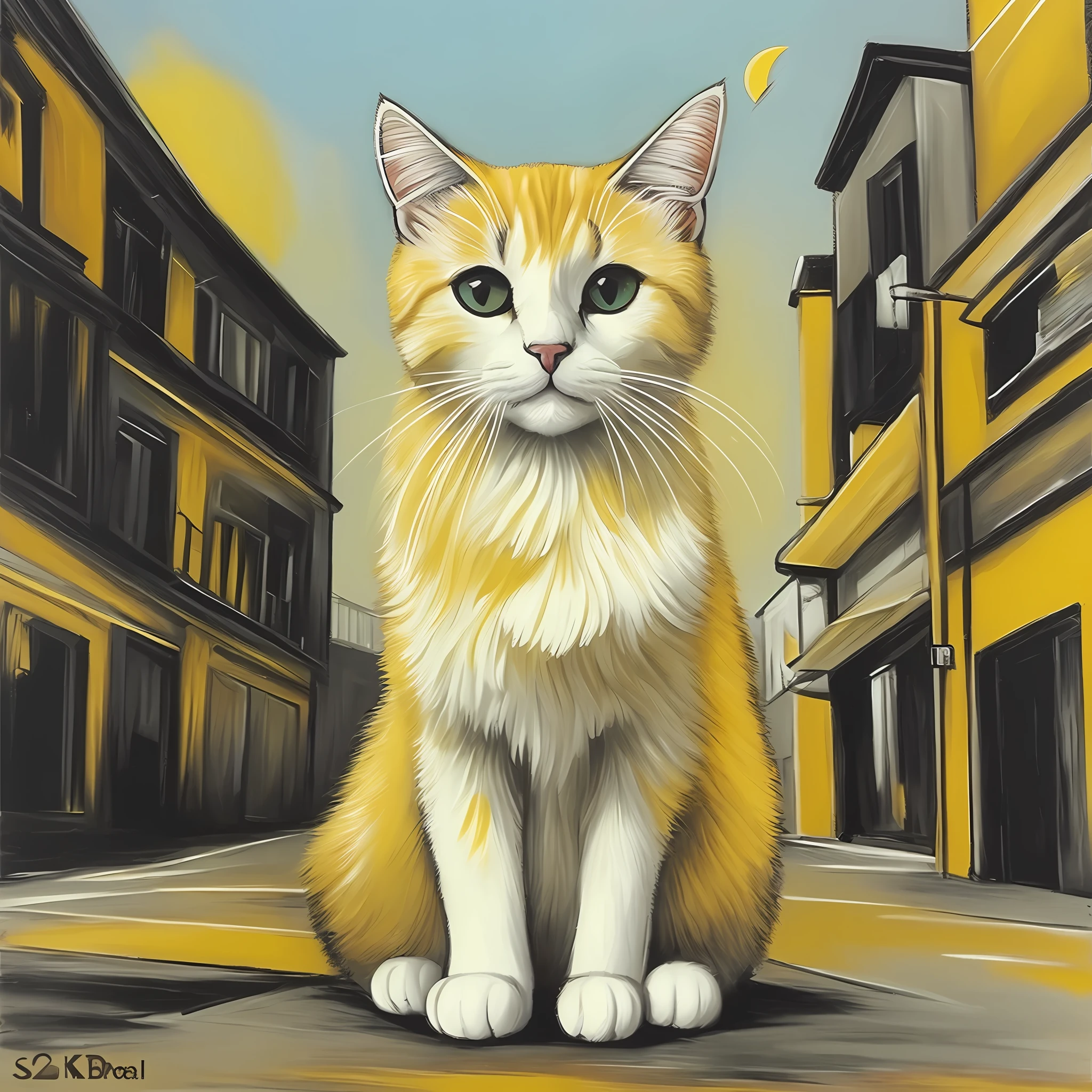 Yellow white cat with a lot of black --auto --s2