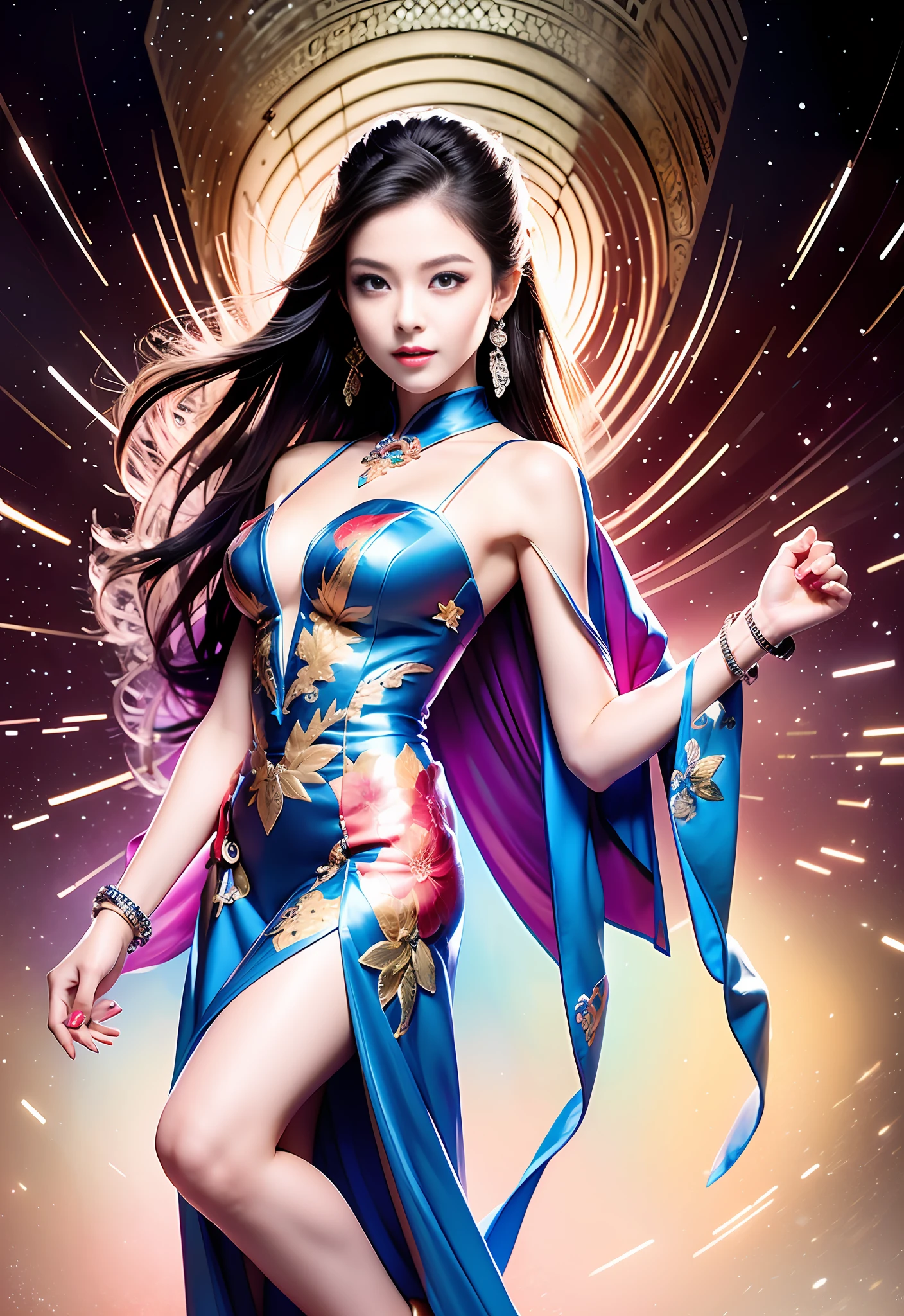 /FS,full body,perfect japanise hafu masterpiece,miniature graceful perfect body,best face,big brown eyes and fluffy eyelashes, small erect chest,straight graceful legs and arms,best anatomy,best legs,best hands,long highlighted hair like rapunzel, high resolution,clear focus,intricate details, cherry blossom garden background,clothing sexy qipao dress in navy blue with cherry blossom blossom patterns with deep cutouts on the sides, visible white tight-fitting feminine charms panties, skin pores, shiny perfect skin, natural skintone, on the girl's feet graceful dark blue high-heeled shoes over 10 centimeters, beautiful sexy full-length pose, photorealistic, tranding on artstantion, best light, cinematic colorgrade, highly artistic image, shot in the style of Jose Villa, artfine, 8k UHD aspect ratio 3:4 --auto --s2