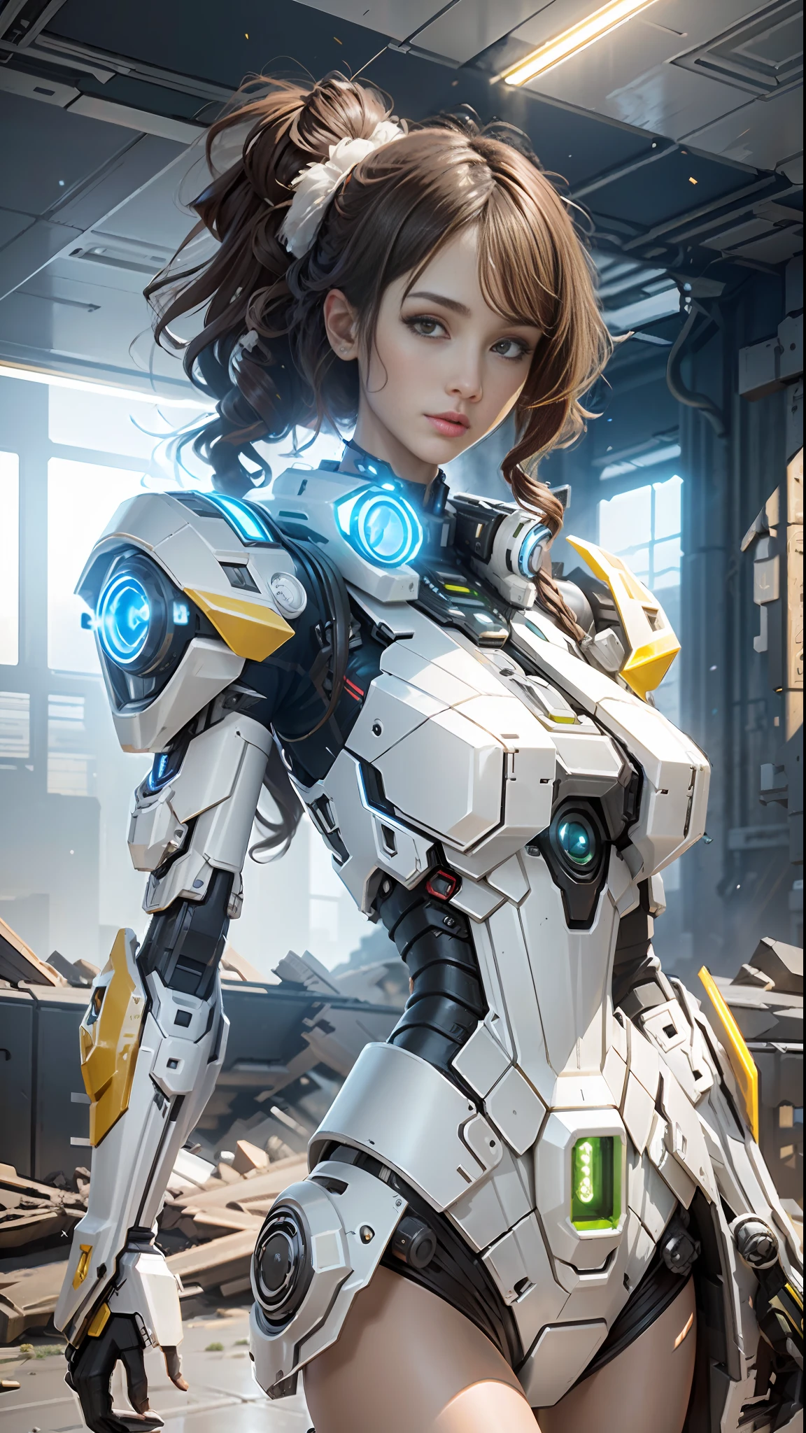 ((Best quality)), ((masterpiece)), (highly detailed:1.3), 3D,Shitu-mecha, beautiful cyberpunk women with her mecha in the ruins of city from a forgoten war, ancient technology,HDR (High Dynamic Range),Ray Tracing,NVIDIA RTX,Super-Resolution,Unreal 5,Subsurface scattering,PBR Texturing,Post-processing,Anisotropic Filtering,Depth-of-field,Maximum clarity and sharpness,Multi-layered textures,Albedo and Specular maps,Surface shading,Accurate simulation of light-material interaction,Perfect proportions,Octane Render,Two-tone lighting,Low ISO,White balance,Rule of thirds,Wide aperature,8K RAW,Efficient Sub-Pixel,sub-pixel convolution,luminescent particles,light scattering,Tyndall effect