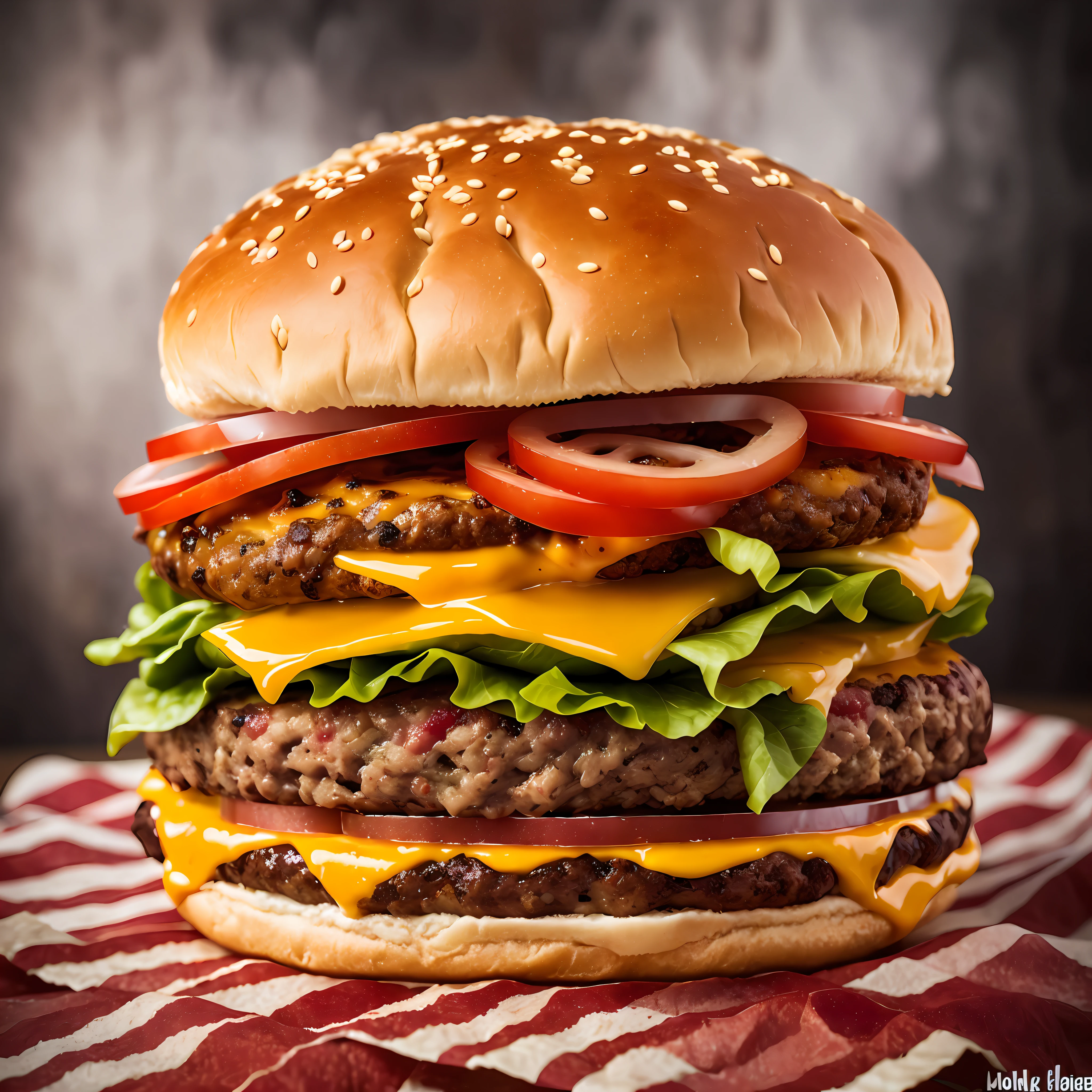 a close up of a hamburger with cheese, tomato, and lettuce, big juicy burger, cheeseburger, hamburger, burger, burger with a mouth, burger with human mouth, burger on a plate, serving big macs, a hyper realistic, fast food review, big macs, istock, high quality food photography, super realistic food picture, eating a cheeseburger, stock photo