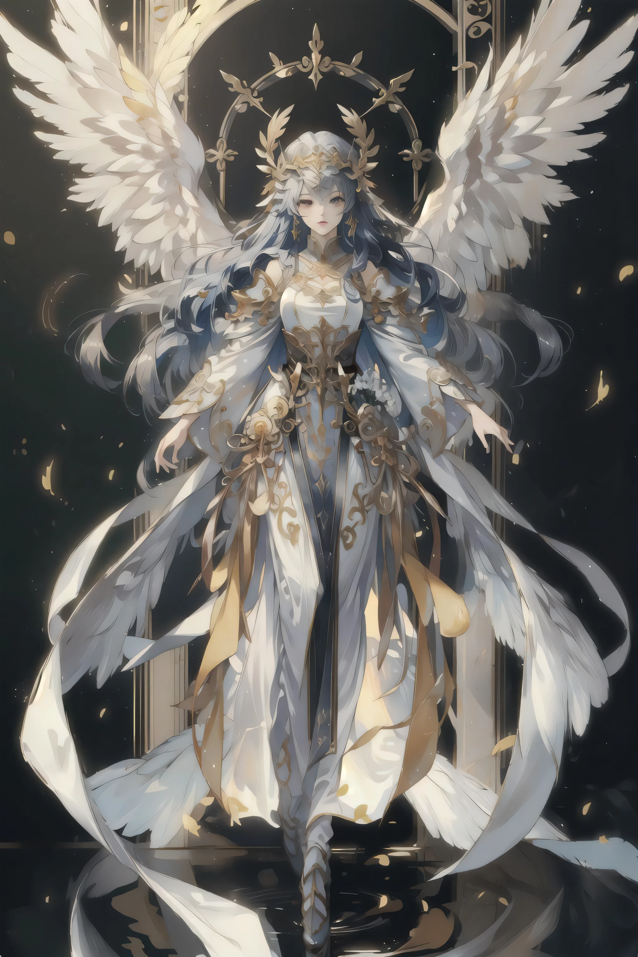 ((best quality)), ((masterpiece)), (detailed),1girl,solo,angel, quan,full body,colorful,