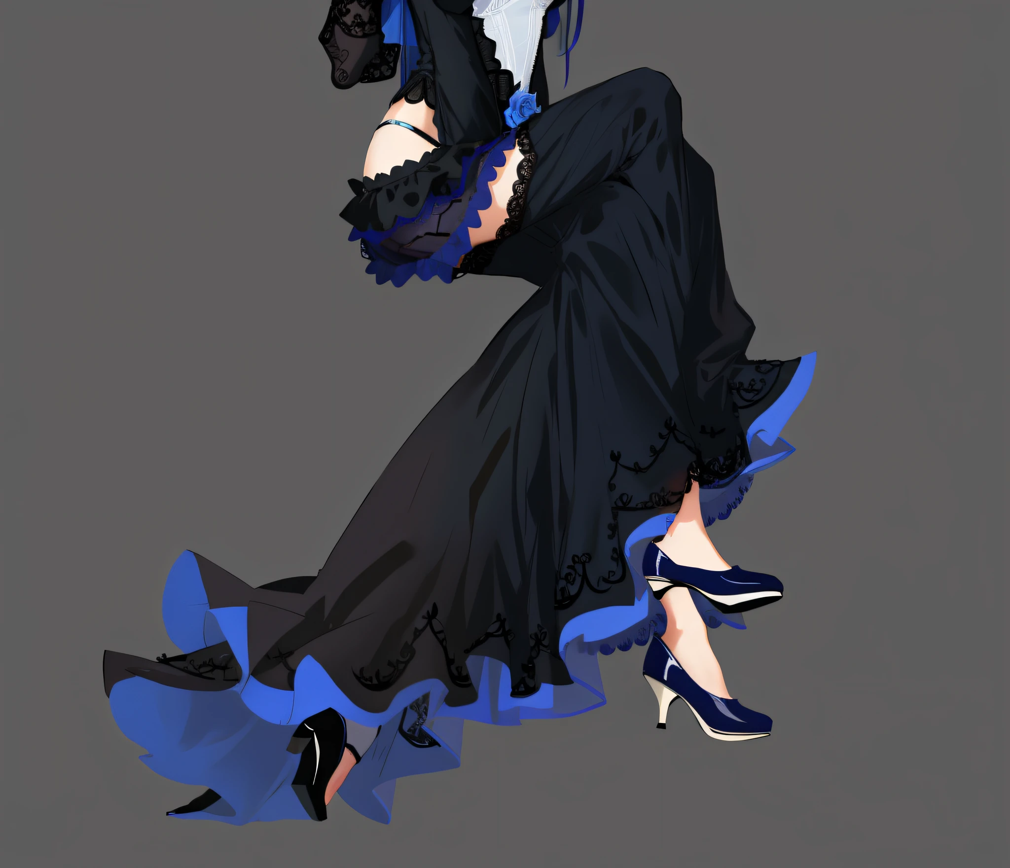 Black dress with blue lace