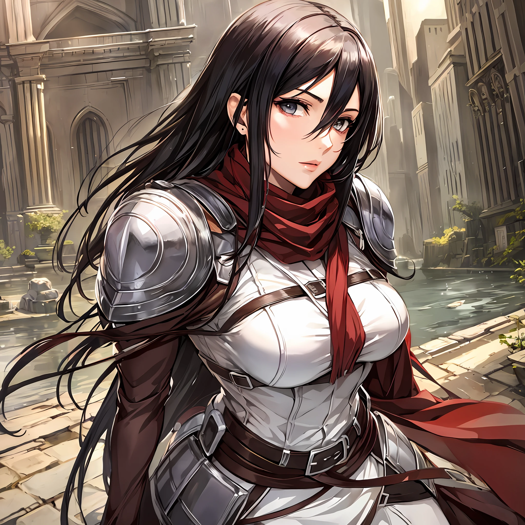 Mikasa: Beautiful and tall woman, super realistic and well detailed
