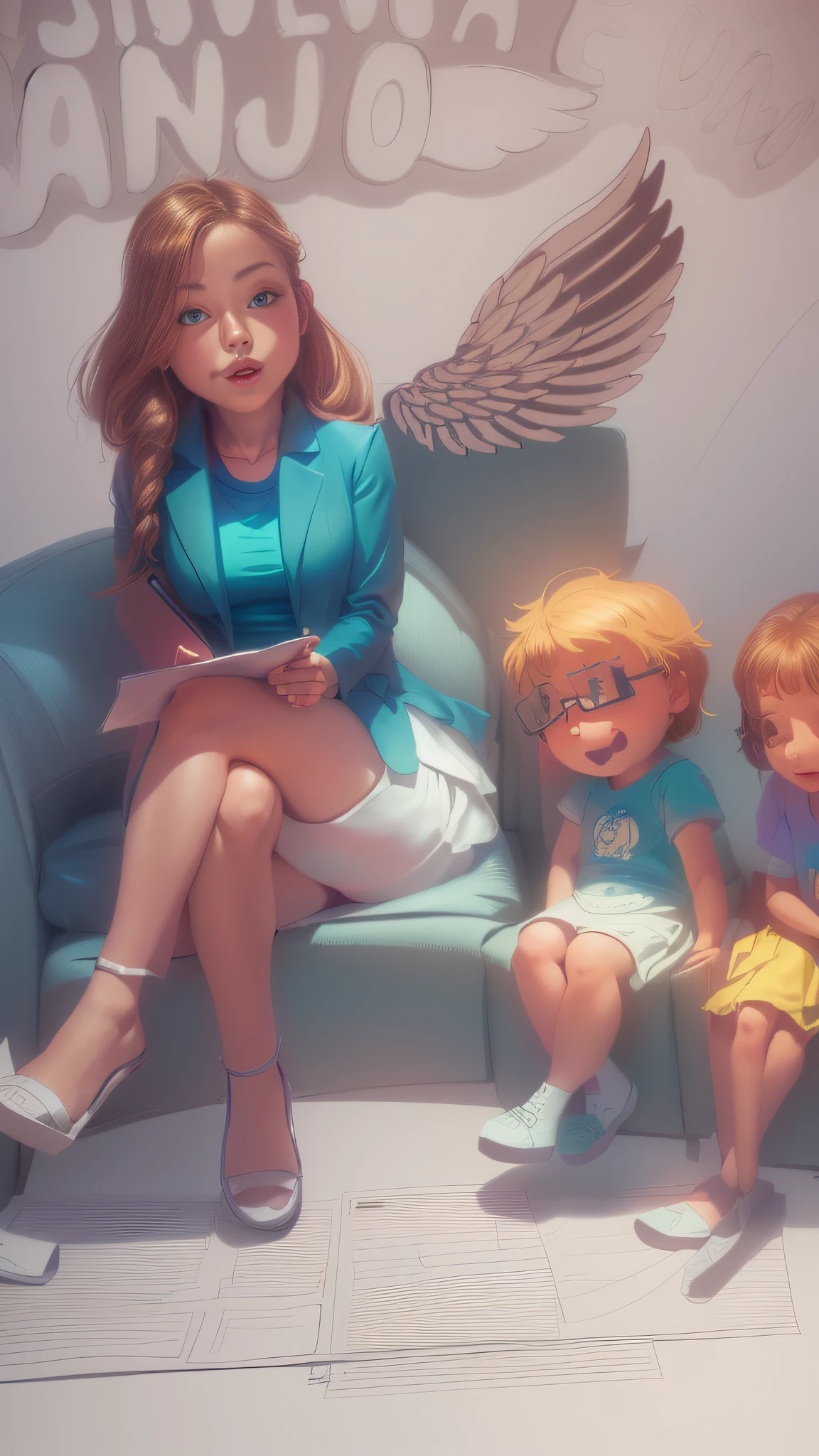 a realistic drawing of a woman sitting on a couch with a bunch of children, inspired by Ib Eisner, rough sketch, like a manga panel, line sketch, detailed but rough, thick lineart, sketch sketch, professional sketch, line sketch!!, bold lineart, sitting casually, coloring book page, wip, coloring - sheet, animation still,  concept piece,32k