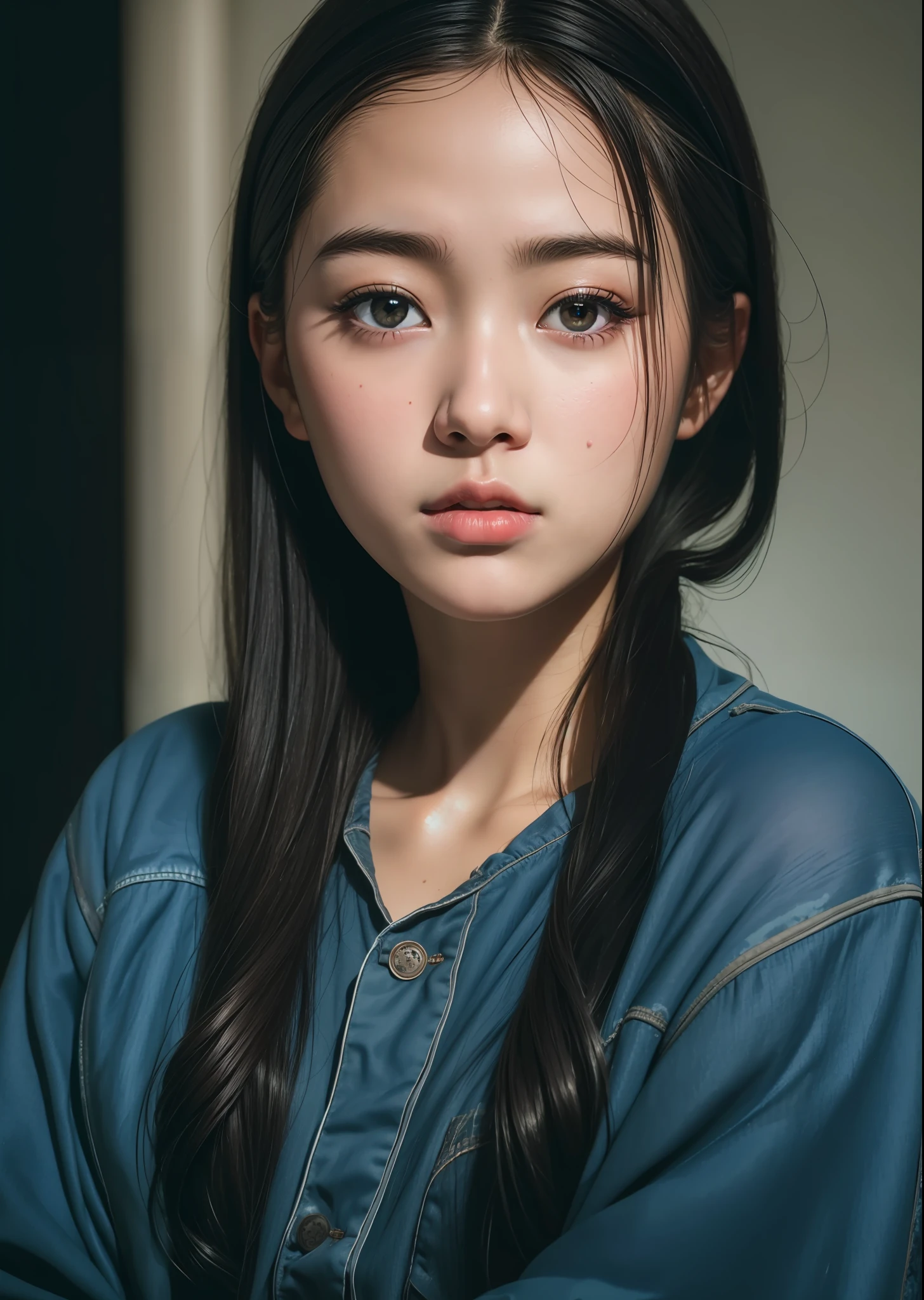 Best quality, masterpiece, ultra high res, (photorealistic:1.4), raw photo,waifu,instagram, kawaii, 1girl, in the dark, deep shadow, low key, cold light