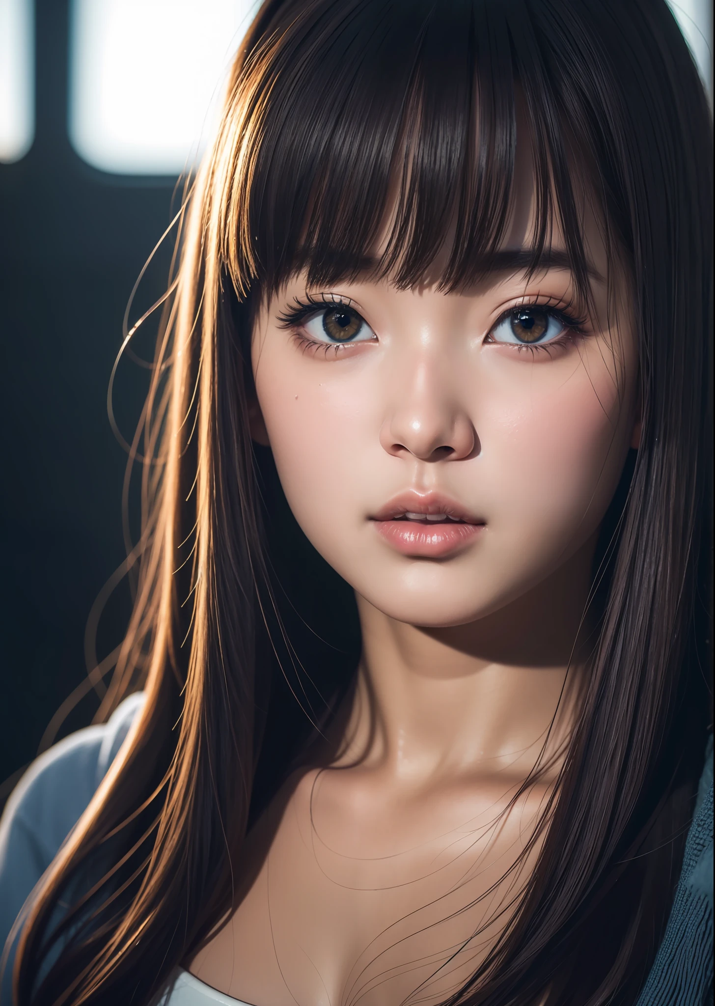 Best quality, masterpiece, ultra high res, (photorealistic:1.4), raw photo,waifu,instagram, kawaii, 1girl, in the dark, deep shadow, low key, cold light