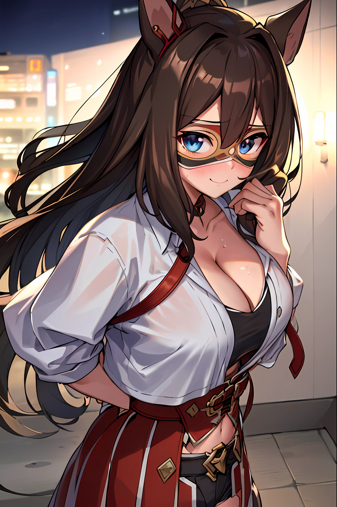 Top Quality, Masterpiece, High Resolution, Mask, 8k, Detailed Line Art, Digital Enhancement, Close Up, Anime Core, Flowing Fabric, Masterpiece, One Girl, Solo, Light Smile, Big, Lower, Cleavage, Heart Eyes, One Girl, Crotch, Big, Navel, Nude, (Masterpiece, Top Quality), Horizontal Lightning, Fine and Beautiful Eyes, Angry Face, Madness, Rough Face, Blush, Sweat, Mask, 1 Girl, Big, Indoors, bedroom, hands on chest, mask, huge, whiplash, (masterpiece, highest quality, highest quality, extreme detail, supreme detail, official art, beautiful and aesthetic: 1.2), colorful, beautiful face, beautiful eyes, solo, perfect body, white shirt, outdoors, look at the viewer, mask, rubbing chest, masterpiece, best quality, one girl, stand on the street, (cropped collar T-shirt), underwear straps, pink skirt, city night, neon lights, background tokyo street, taxi, date, shy, hat, leg ring, knee socks, hands behind back, mask