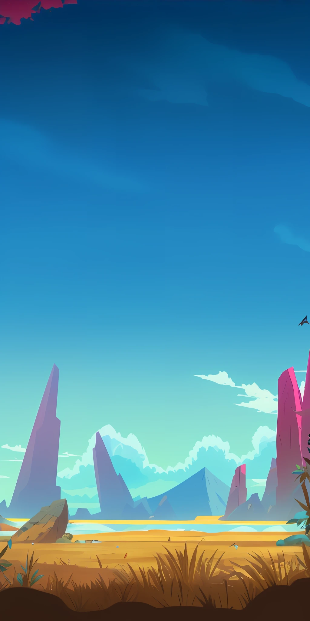 cartoon desert landscape with a bird flying over the top, background art, background artwork, gigantic landscape!, anime landscape, background image, colorful anime movie background, anime background, epic background, banner, anime background art, anime landscape wallpaper, wallpaper!, random background scene, anime movie background, style of duelyst, arena background, distant background, island background