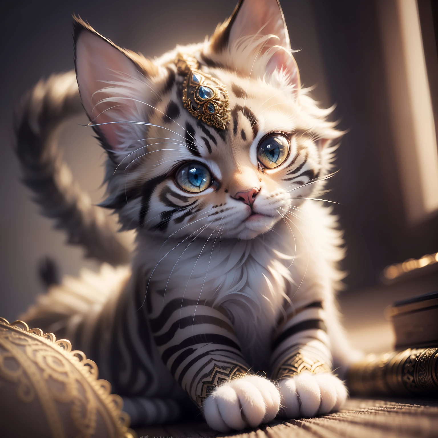 russian kitten, ([tail | detailed wire]:1.3), (intricate details), hdr, (intricate details, hyperdetailed:1.4), 4k textures, soft cinematic light, photolab, hdr, intricate, elegant, cinematic shot, vignette, centered