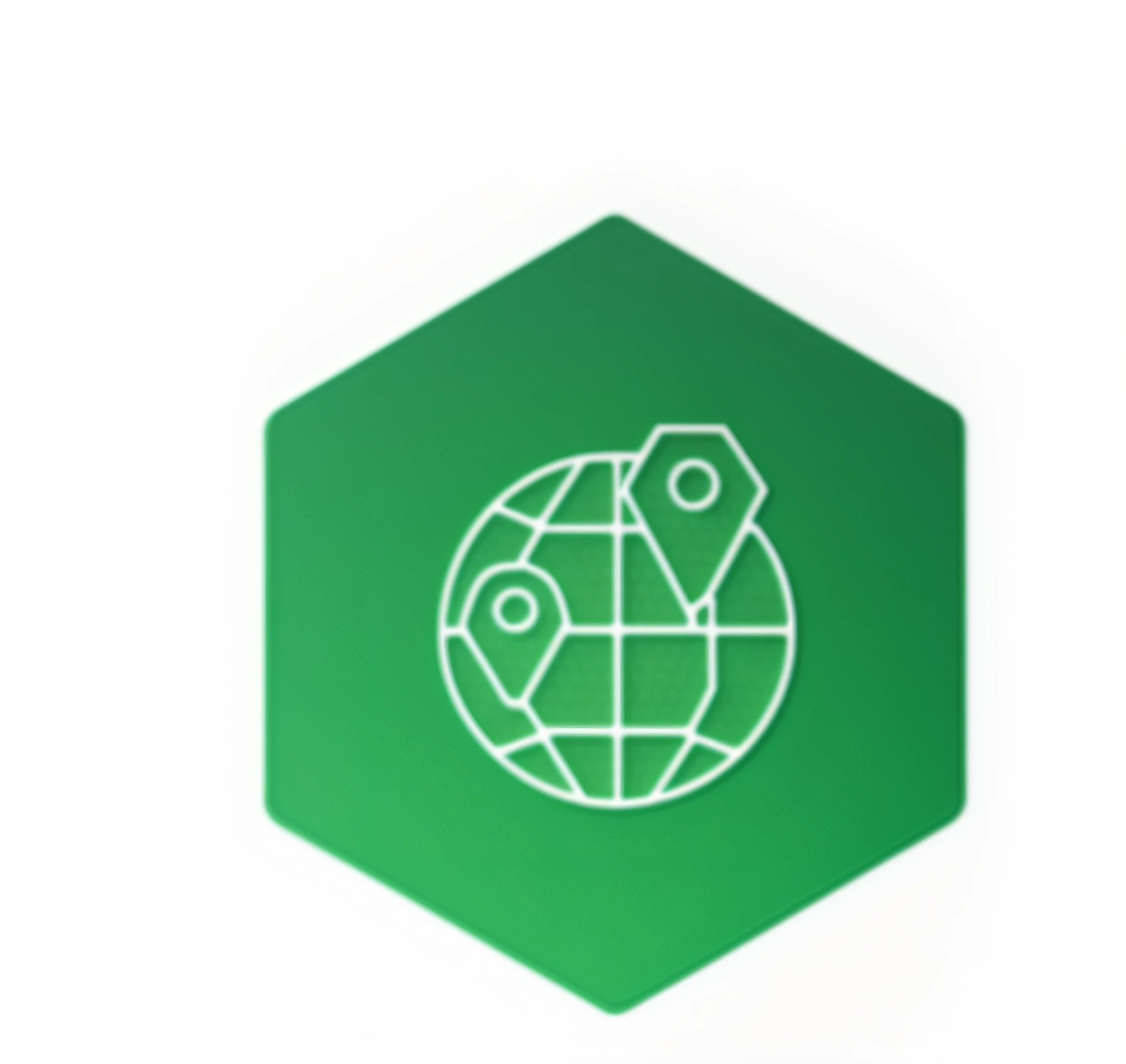 a green hexagon with a map and pin points on it, master, description, geo, google, productphoto, hexagon, keygen, realosm, masterpeice, detailed product photo, webdesign icon for solar carport, very detailed », map patreon, green digital world, hexagonal, mappa, girih, massys