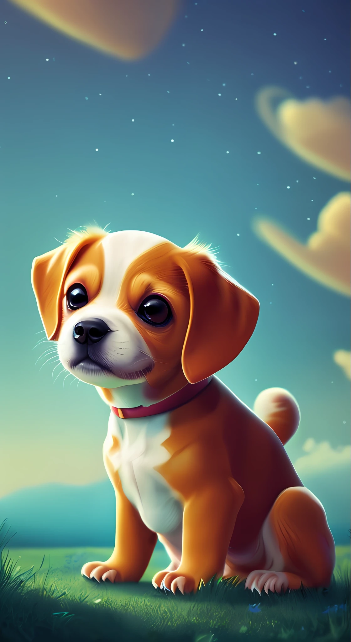 cute cartoon dog baby, fantasy, dreamy, surreal, super cute, artstation hot search