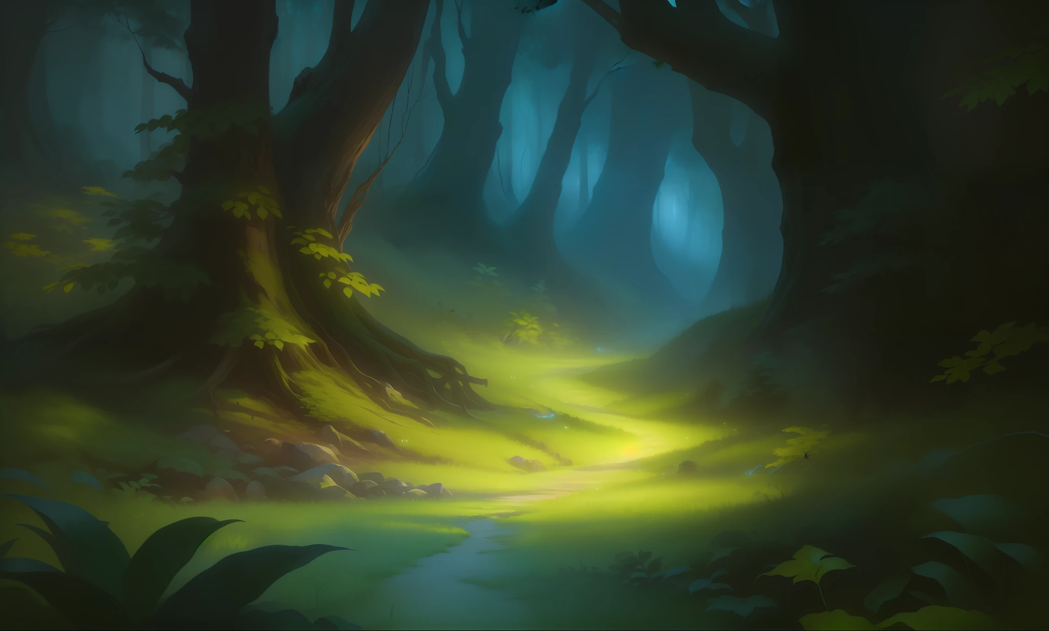 digital painting of a forest with a bright light,oil painting coming through the trees, magic clearing, backround magic forest, elf forest background, background art, sylvan glade, painted as a game concept art, magical environment, forest outside, anime lush john 8k woods, forest environment, magic forest, magic forest in the background, enchanted forest and magic, Cleanup forest