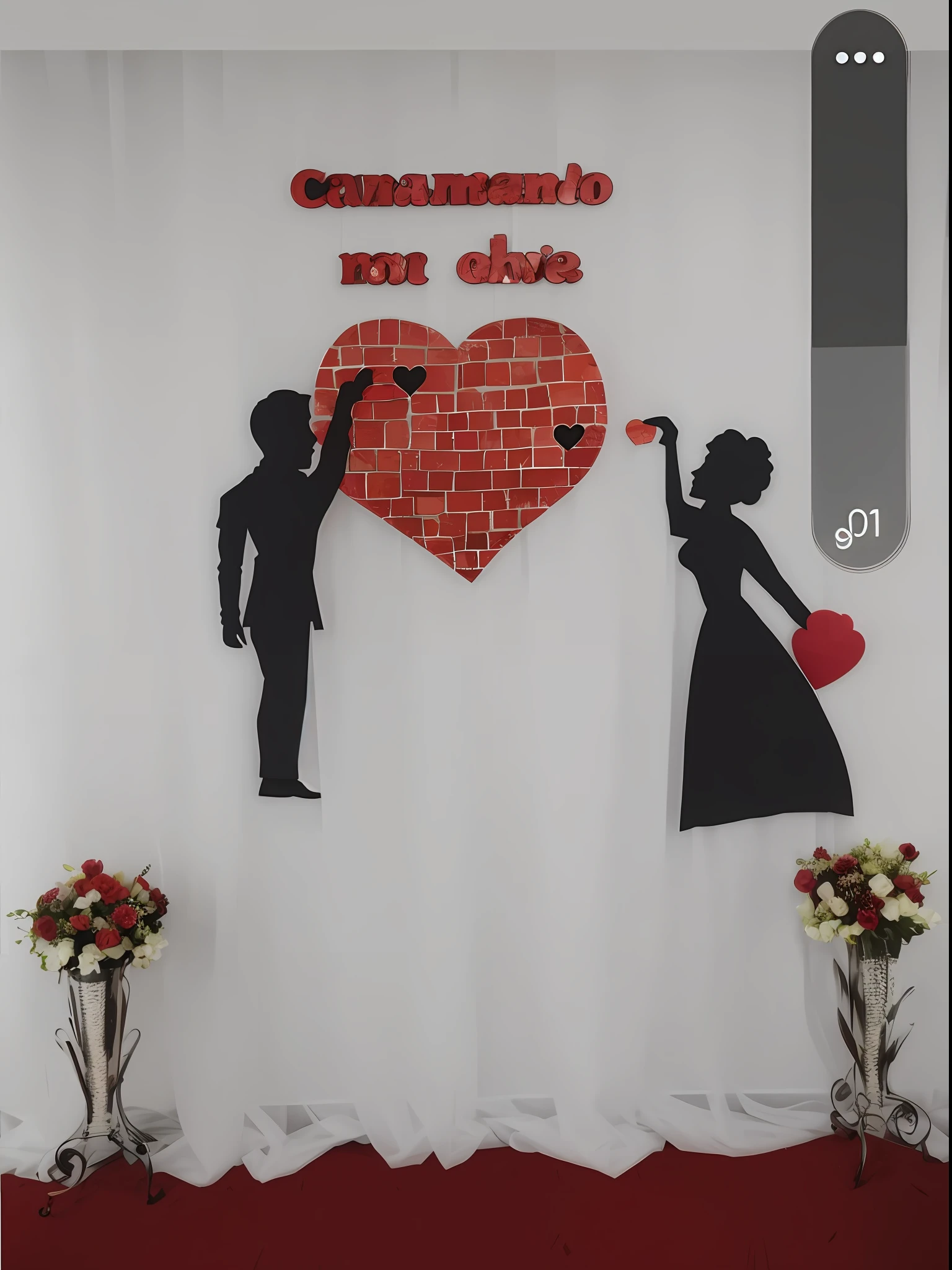 a close up of a wall with a heart and a couple holding hands, siluette, backdrop, silhouette!!!, romantic themed, siluettes, decorations, images, 8k)), decoration around the room, 2 5 6 x 2 5 6, silhoutte, fotografia, 256x256, romantic!!!, muy definido, grand! --auto --s2