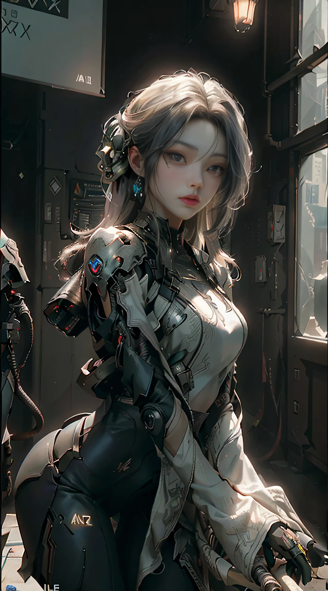 ((Best quality)), ((masterpiece)), (detailed:1.4), 3D, an image of a beautiful cyberpunk female,HDR (High Dynamic Range),Ray Tracing,NVIDIA RTX,Super-Resolution,Unreal 5,Subsurface scattering,PBR Texturing,Post-processing,Anisotropic Filtering,Depth-of-field,Maximum clarity and sharpness,Multi-layered textures,Albedo and Specular maps,Surface shading,Accurate simulation of light-material interaction,Perfect proportions,Octane Render,Two-tone lighting,Wide aperture,Low ISO,White balance,Rule of thirds,8K RAW,
