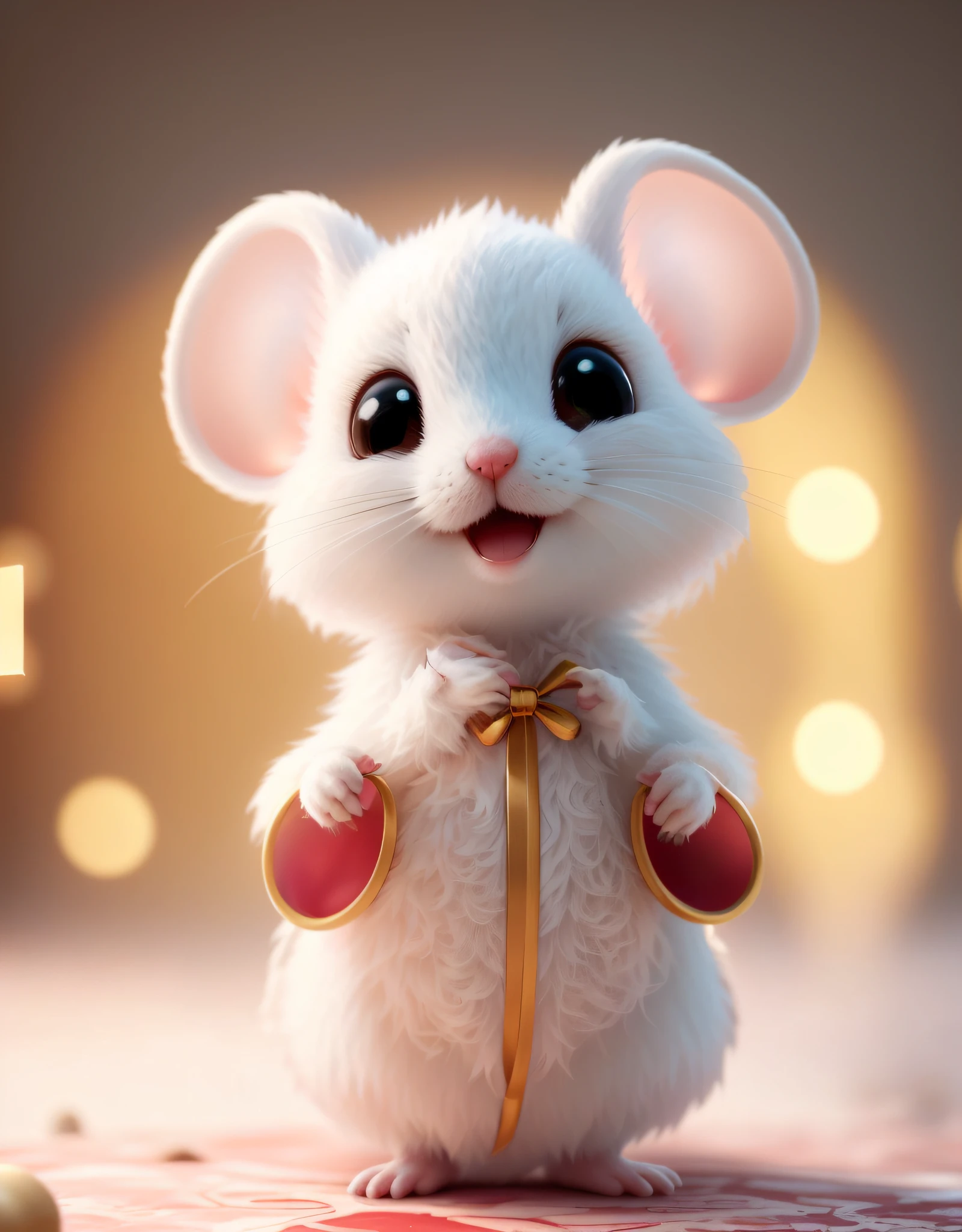 there is a white mouse that is standing up with a gift, adorable digital painting, cute 3 d render, cute detailed digital art, cute digital art, anthropomorphic mouse, cute! c4d, cute mouse pokemon, mouse, maplestory mouse, mouse photo, beautiful mouse - girl, mouse in clothes, cute cartoon character, cute character