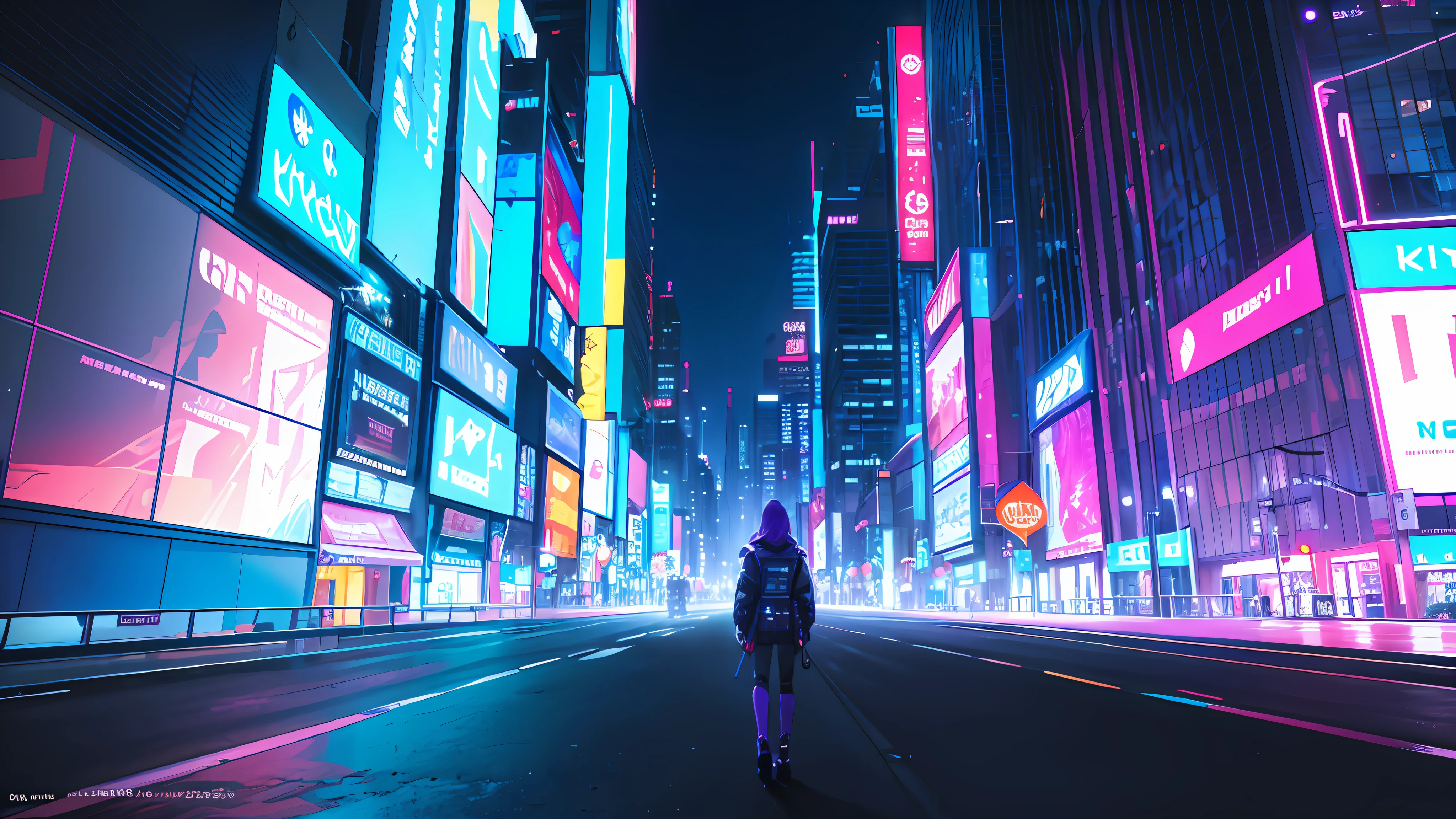 No Man, A Little Perspective, No Man, (Masterpiece, Top Quality, Best Quality, Official Art, Beauty and Aesthetics: 1.2), (Blue-Purple Neon), (Vibrant), Dynamic Colors, Vivid Contrasts, Futuristic Atmosphere, Electricity, Reflective Surfaces, (Cityscape: 1.3), 8K, Official Wallpaper, (Cyberpunk: 1.2), Future