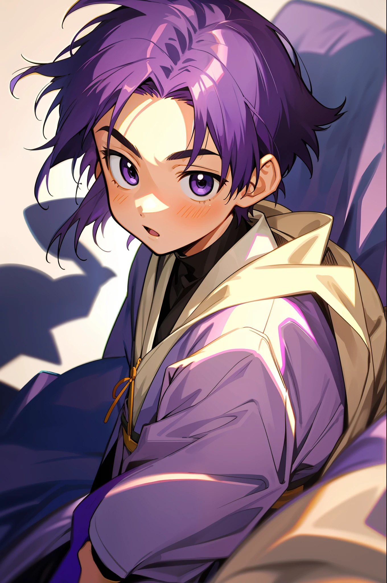 1 boy, , purple hair, manga