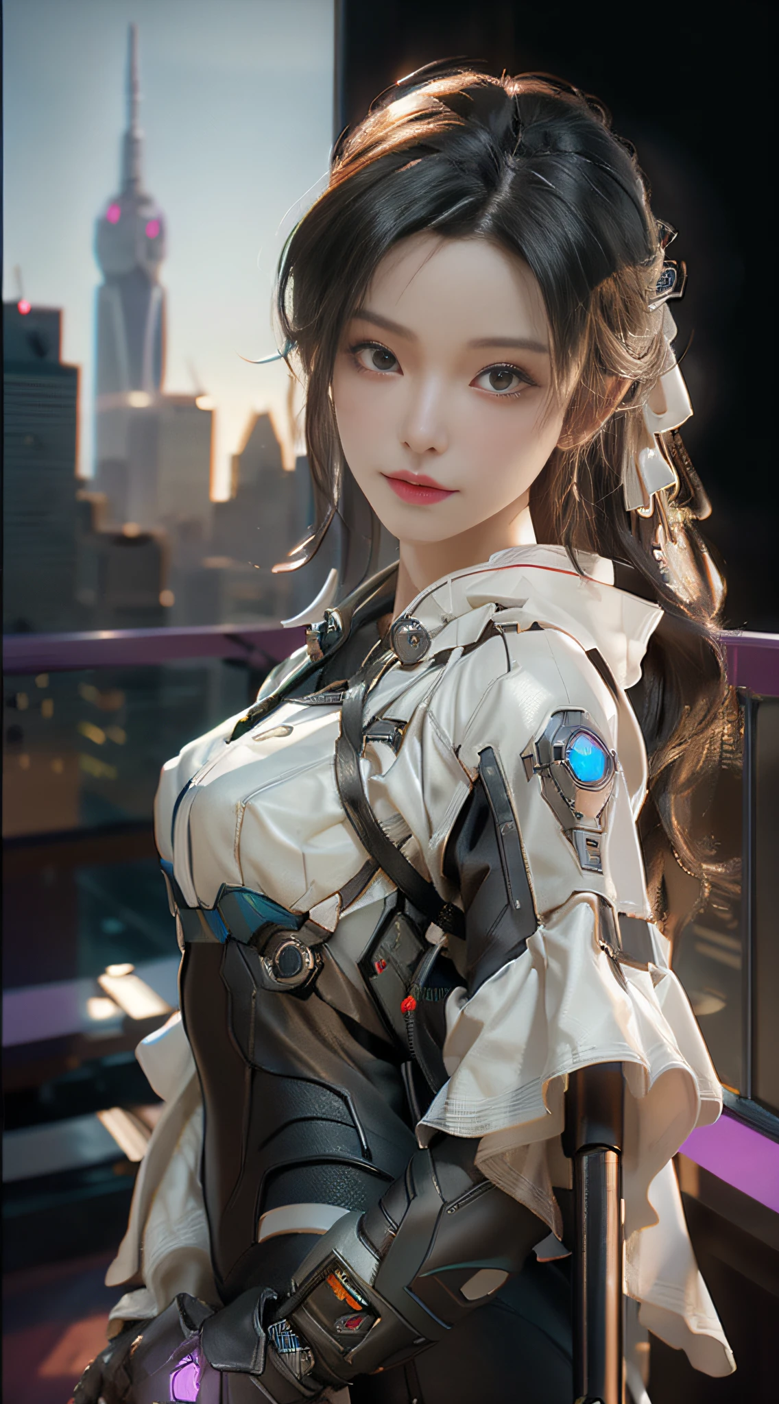 ((Best quality)), ((masterpiece)), (detailed:1.4), 3D, an image of a beautiful cyberpunk female,HDR (High Dynamic Range),Ray Tracing,NVIDIA RTX,Super-Resolution,Unreal 5,Subsurface scattering,PBR Texturing,Post-processing,Anisotropic Filtering,Depth-of-field,Maximum clarity and sharpness,Multi-layered textures,Albedo and Specular maps,Surface shading,Accurate simulation of light-material interaction,Perfect proportions,Octane Render,Two-tone lighting,Wide aperture,Low ISO,White balance,Rule of thirds,8K RAW,