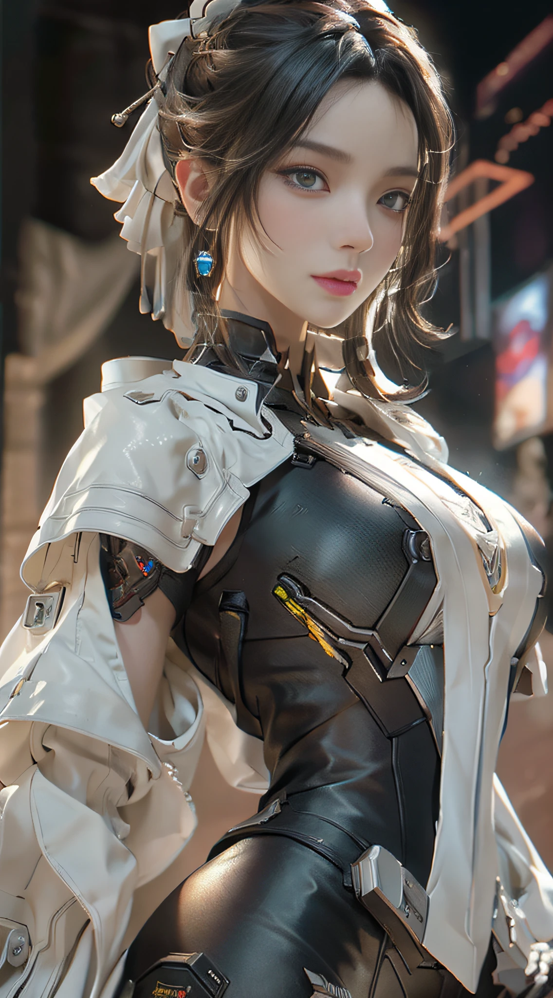 ((Best quality)), ((masterpiece)), (detailed:1.4), 3D, an image of a beautiful cyberpunk female,HDR (High Dynamic Range),Ray Tracing,NVIDIA RTX,Super-Resolution,Unreal 5,Subsurface scattering,PBR Texturing,Post-processing,Anisotropic Filtering,Depth-of-field,Maximum clarity and sharpness,Multi-layered textures,Albedo and Specular maps,Surface shading,Accurate simulation of light-material interaction,Perfect proportions,Octane Render,Two-tone lighting,Wide aperture,Low ISO,White balance,Rule of thirds,8K RAW,