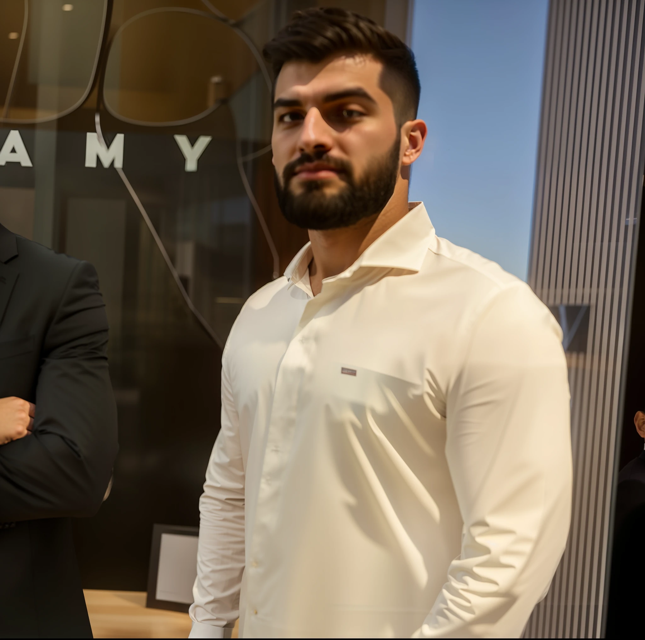 two men standing in front of a glass wall with a sign, profile pic, profile photo, plutus su, profile picture, by Július Jakoby, by Luis Miranda, baris yesilbas, aykut aydogdu, andres rios, instagram post, enes dirig, profile picture 1024px, profile image