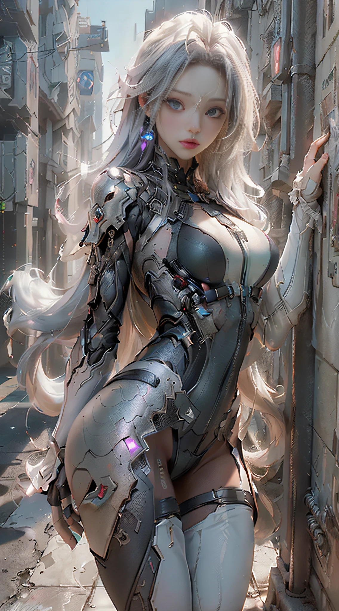 (Best Quality), ((Masterpiece), (Detail: 1.4), 3D, A Beautiful Cyberpunk Woman, HDR (High Dynamic Range), Satin Apparel, Ray Tracing, NVIDIA RTX, Super-Resolution, Unreal 5, Subsurface Scattering, PBR Textures, Post Processing, Anisotropic Filtering, Depth of Field, Maximum Sharpness and Sharpness, Multi-layer Textures, Albedo and Highlight Maps, Surface Shading, Accurate simulation of light-material interactions, perfect proportions, Octane Render, two-color light, large aperture, low ISO, white balance, rule of thirds, 8K RAW,