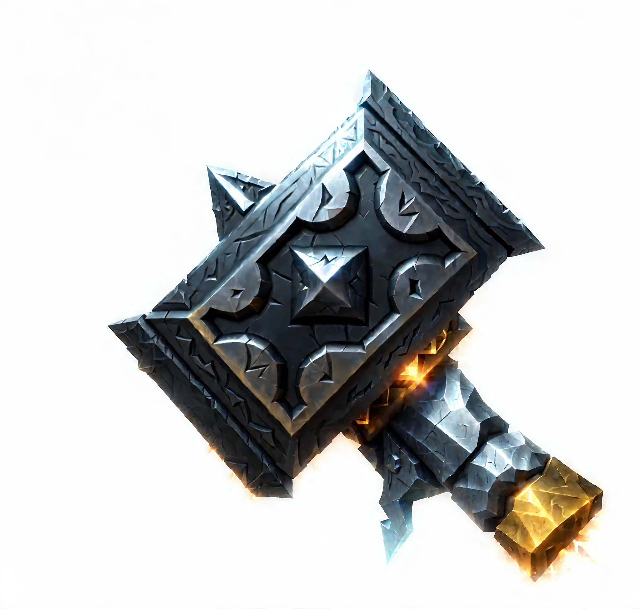 a close up of a black and gold weapon with a star on it, hammer weapon, dwarven weapon, legendary item, league of legends inventory item, dual wielding axes, thors hammer, battlehammer, giant hammer, mjolnir, an axe elemental, battleaxe, holding a shield and hammer, hearthstone weapon art, holding mjolnir