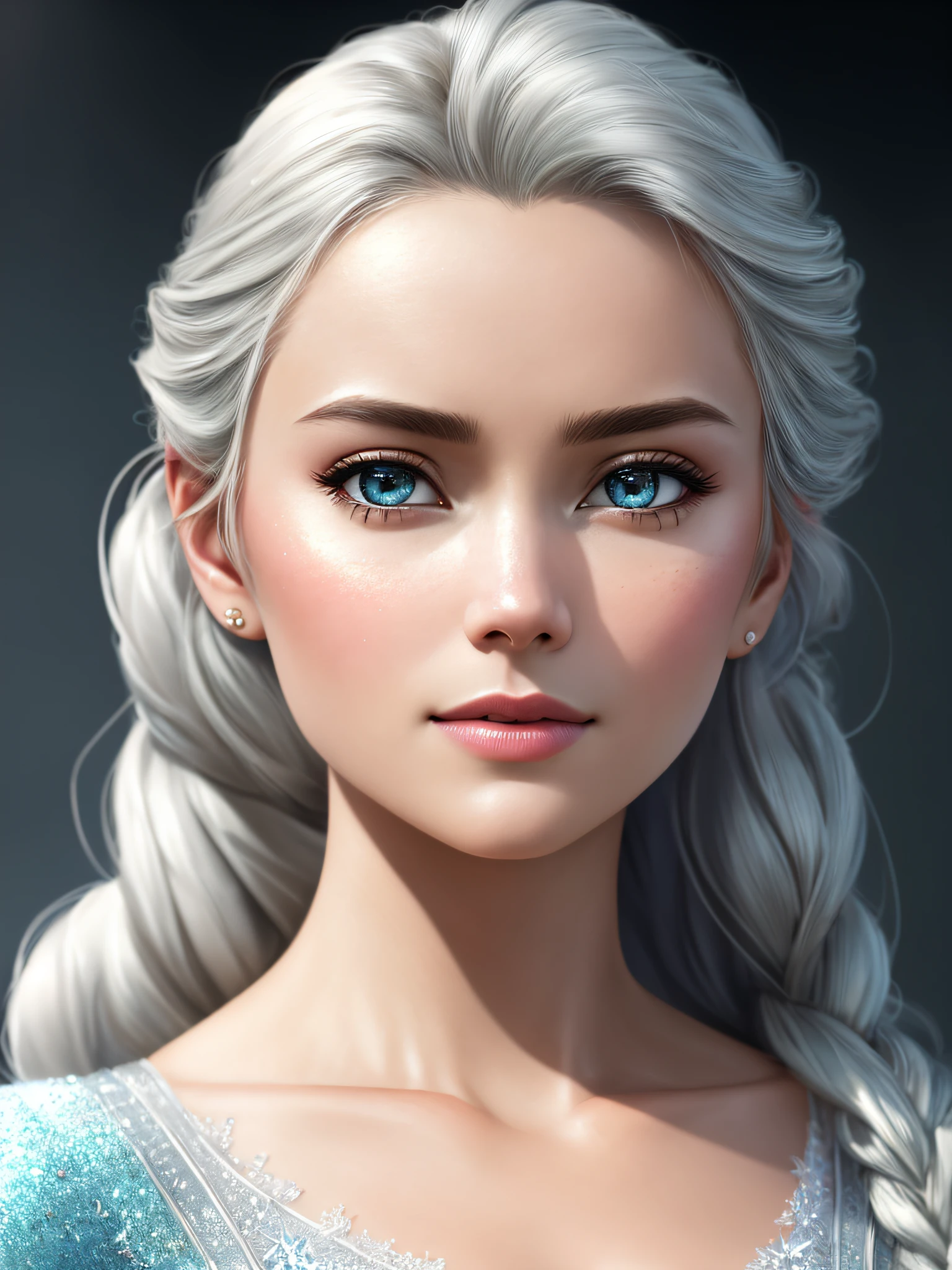 Highly detailed CG unity 8k wallpaper, style shot, complex, high detail, dramatic, highest quality movie still image, very detailed, masterpiece, best quality, character design, Elsa, Elsa from Frozen, (( Dark style)), realistic ultra-detailed rendering style, natural light, sharp character design, (hard focus, 8k), (((natural skin texture))), 8k textures, soft cinematic lighting, adobe lightroom, dark room, hdr, Sophisticated, Elegant, Rich Detail, Sharp Focus, ((((Film Look) )), Soothing Tones, Detail Frenzy, Intricate Detail, Super Detail, Low Contrast, Soft Film Lighting, Dull Colors, Exposure Blending, HDR, Fade, 35mm, f/1.4, ISO64, f16, 25 sec.