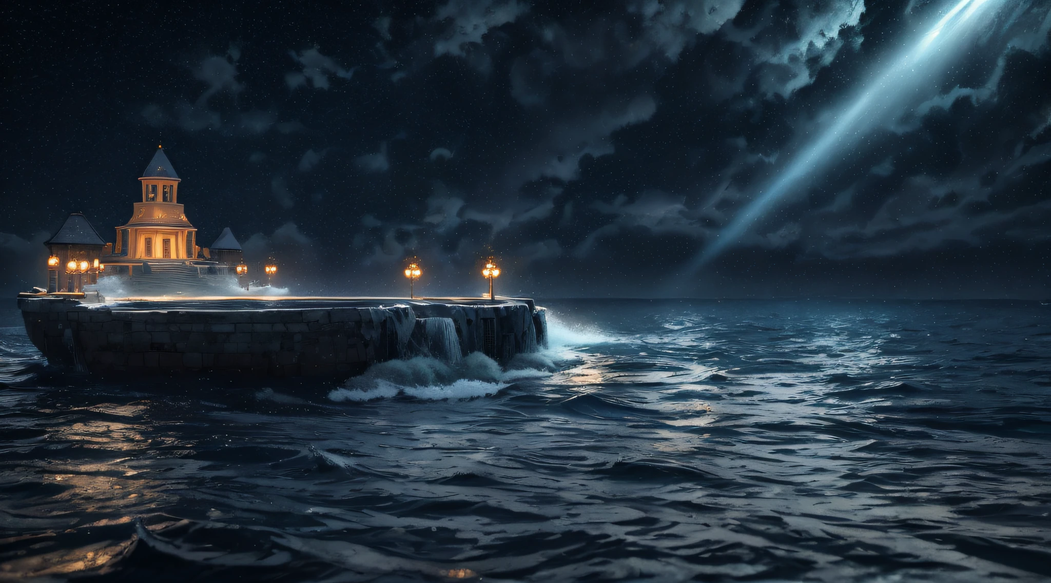 jesus walking on water in a storm, masterpiece, best quality, high quality, extremely detailed CG unit 8k wallpaper, award winning photography, Bokeh, Depth of Field, HDR, bloom, Chromatic aberration, photorealistic, extremely detailed, trending on artstation, trending on CGsociety, intricate, high detail, dramatic, mid-journey art, volumetric lighting --auto --s2