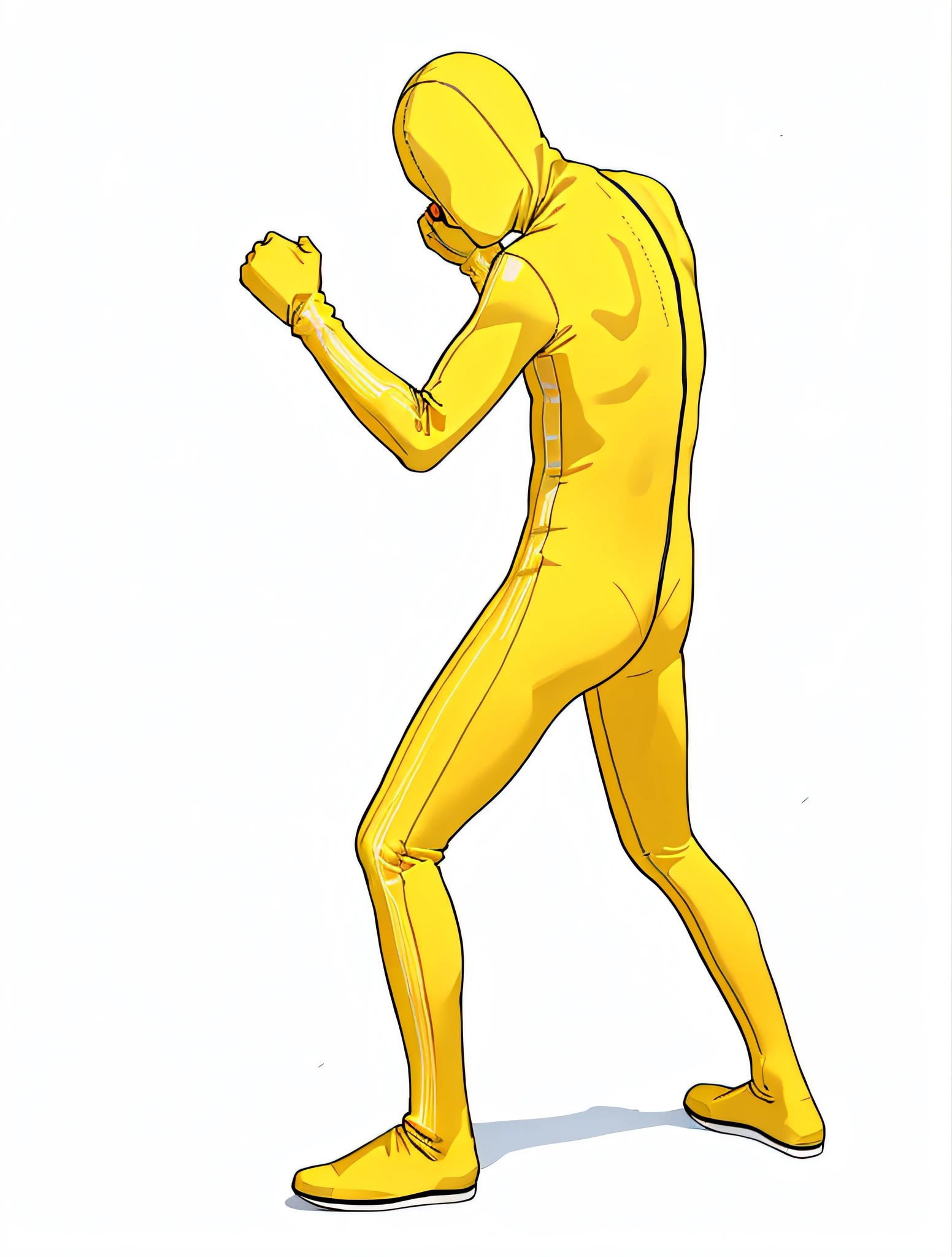 White background, yellow zentai suit, yellow full body tights