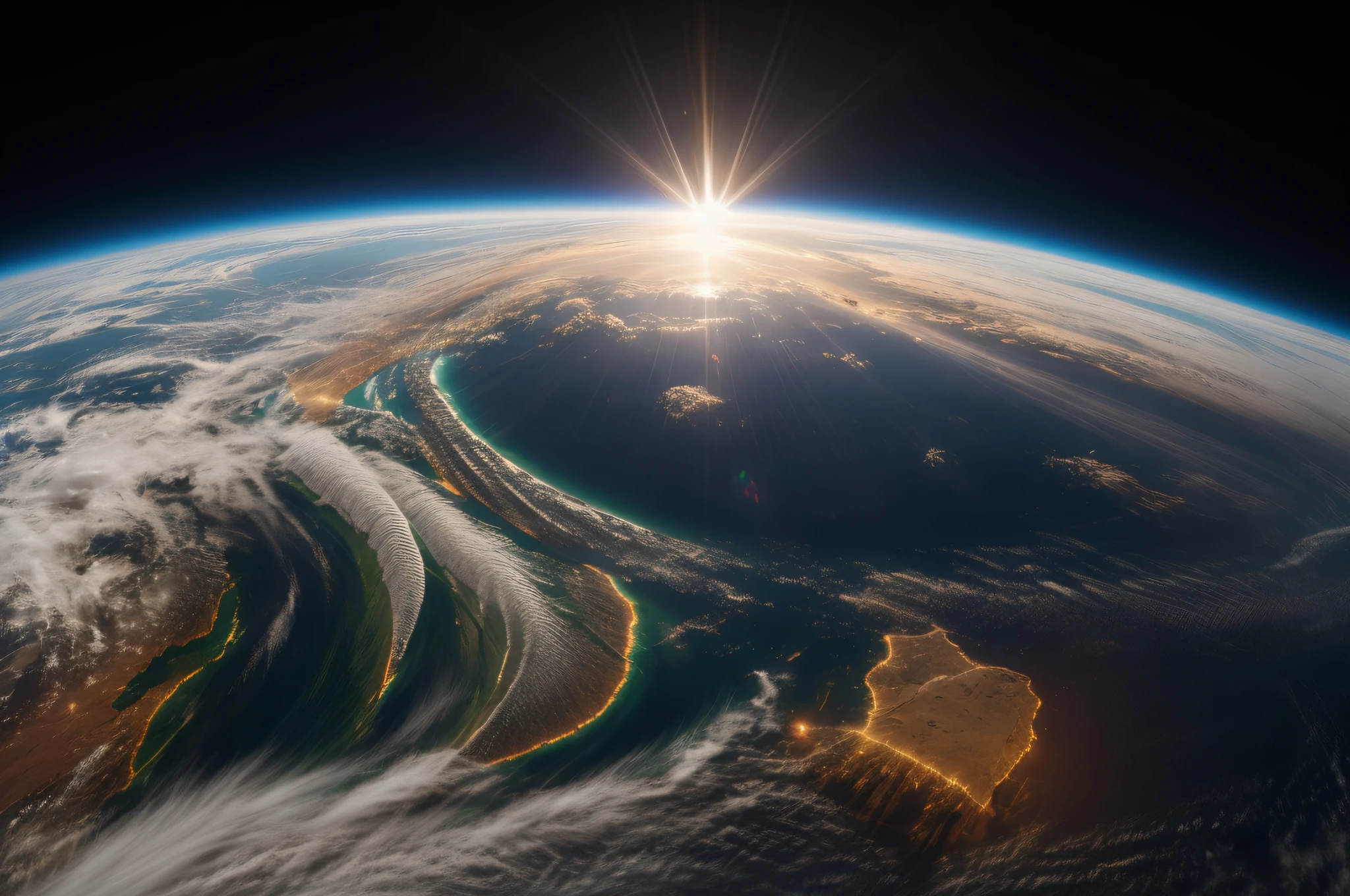 satellite image, planet earth, overexposure, macro photo, cinematic lighting, depth of field, god rays, UHD, ccurate, super detail, high detail, high quality, best quality, highres, 16k --s2