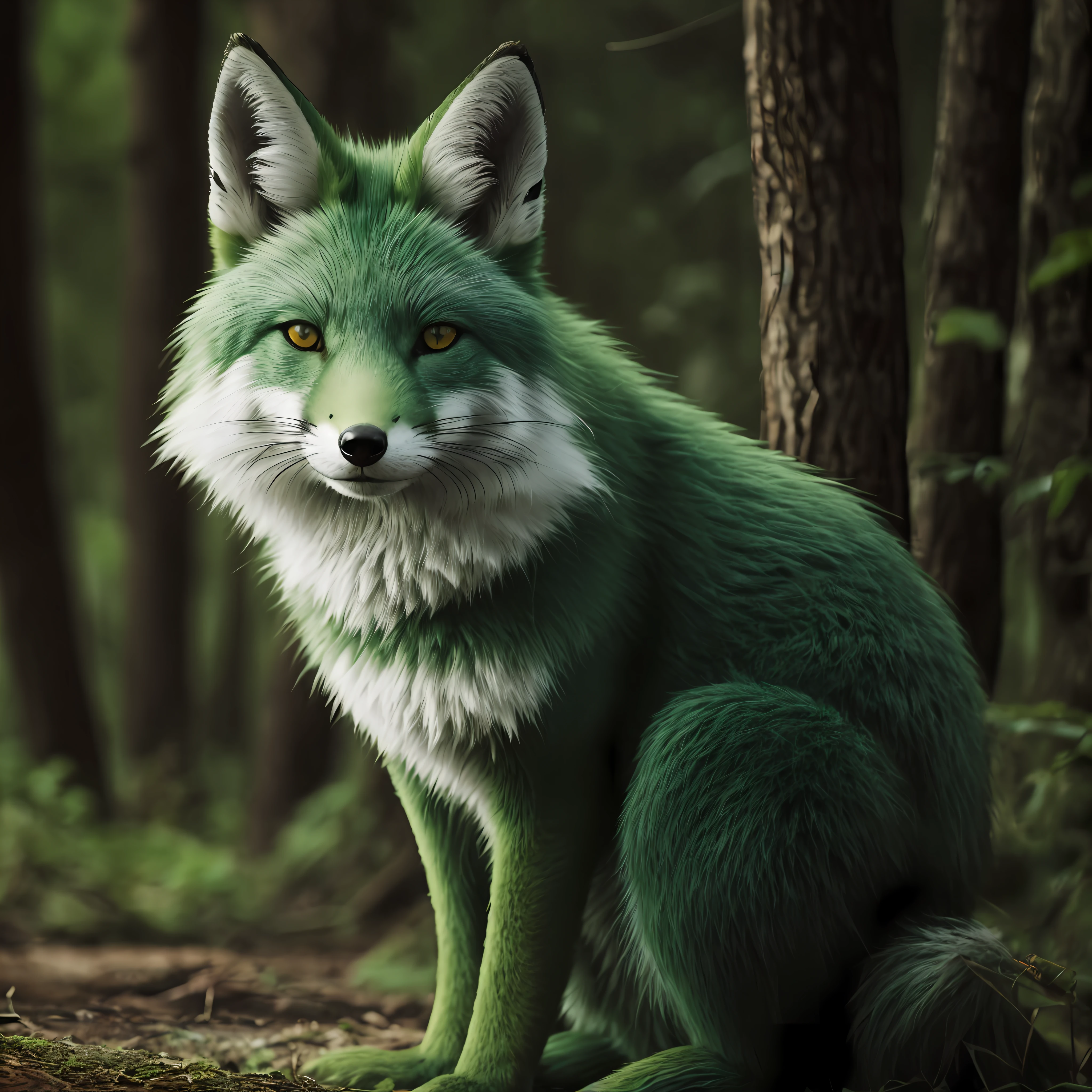 Green Fox Sitting,4K --auto --s2