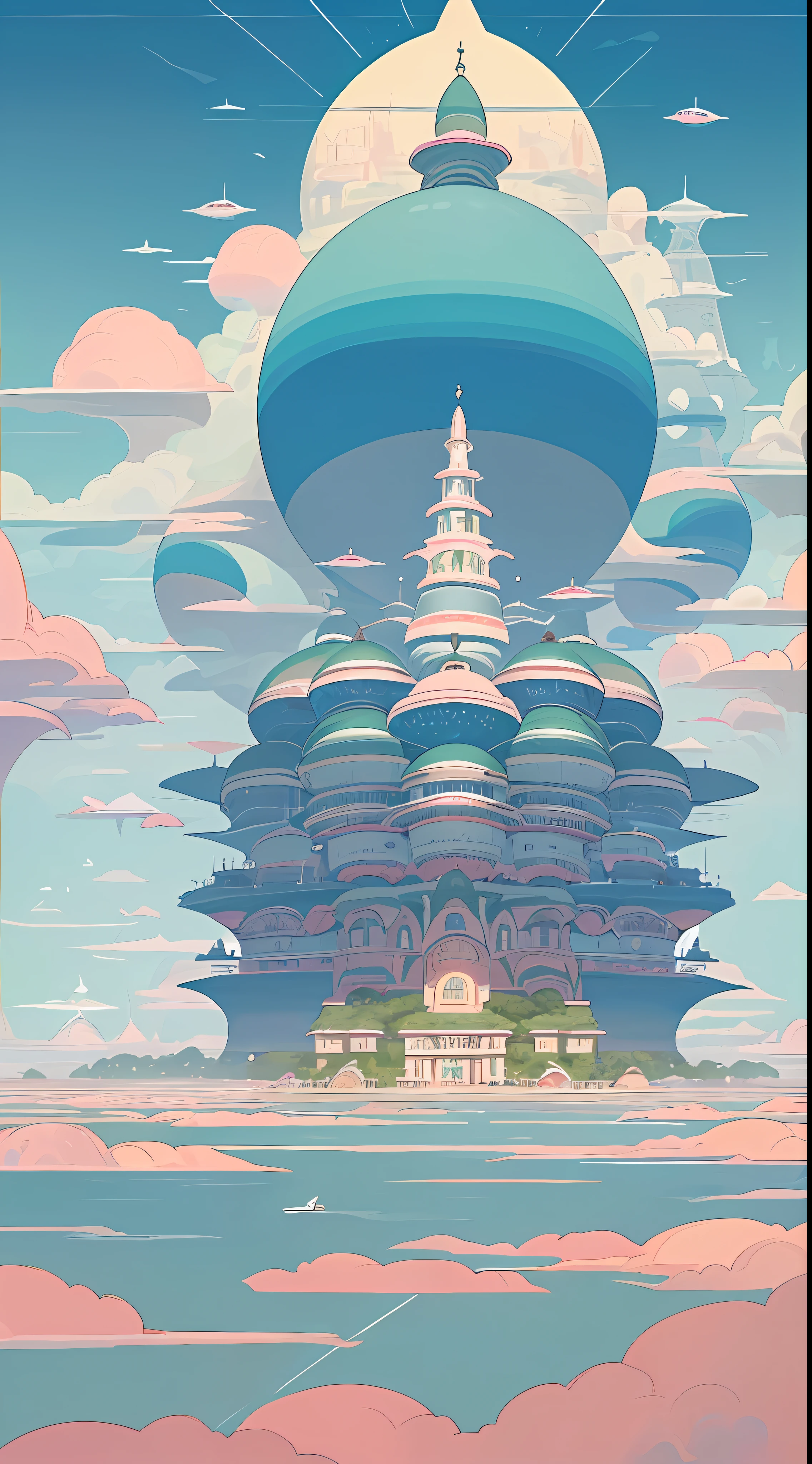 A kooky and whimsical image of a futuristic world, designed in Wes Anderson’s signature symmetrical style with high saturation colors.
The world is populated by fantastical and unusual architecture, with towering spires and bulbous domes painted in bright pinks, greens, and blues. The buildings are laid out symmetrically, creating a sense of order and balance in the bustling metropolis.
The sky is filled with airships and flying cars, moving in a sublime, labyrinthine pattern. AI-driven robots in sleek white hover around delivering parcels, while giant, luminescent sea creatures made of plastic float slowly through the sky.
The colors in this utopia are rich and saturated, with pastel pinks and blues contrasting against vivid greens and yellows. Everything is meticulously arranged, as evidence by the neat rows of buildings and the orderly traffic in the sky.
Overall, the image captures the essence of Wes Anderson's style, with its symmetry and bright, quirky design elements. It is a playful and whimsical representation of a futuristic world, where anything seems possible and the sky is the limit.