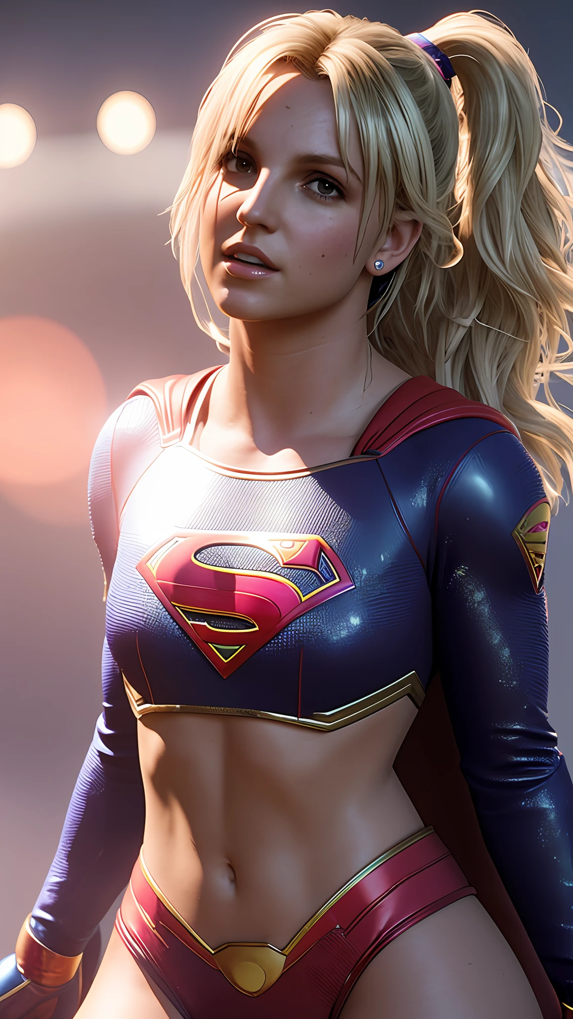 Britney Spears, supergirl, photography, soft lighting, soft details, octane, artstation trend, ultra high detail, ultra realistic, cinematic, 16k