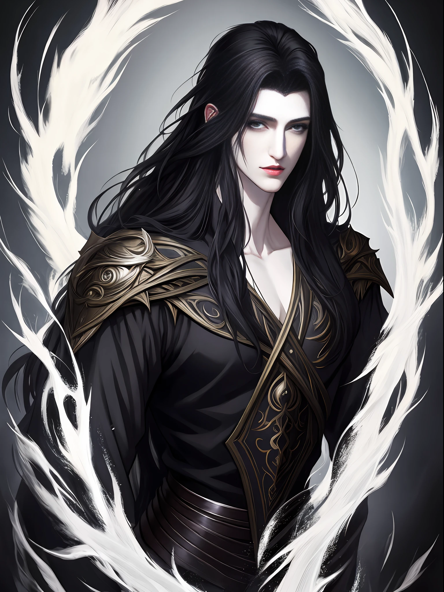 Masterpiece, character design for kpop boy face, in the style of mysterious and dreamlike scenes, realistic fantasy artwork, 32k uhd, black paintings, chinese painting, wiccan, high resolution,super detailed, epic composition, high quality, the highest quality, 4k, HDR,