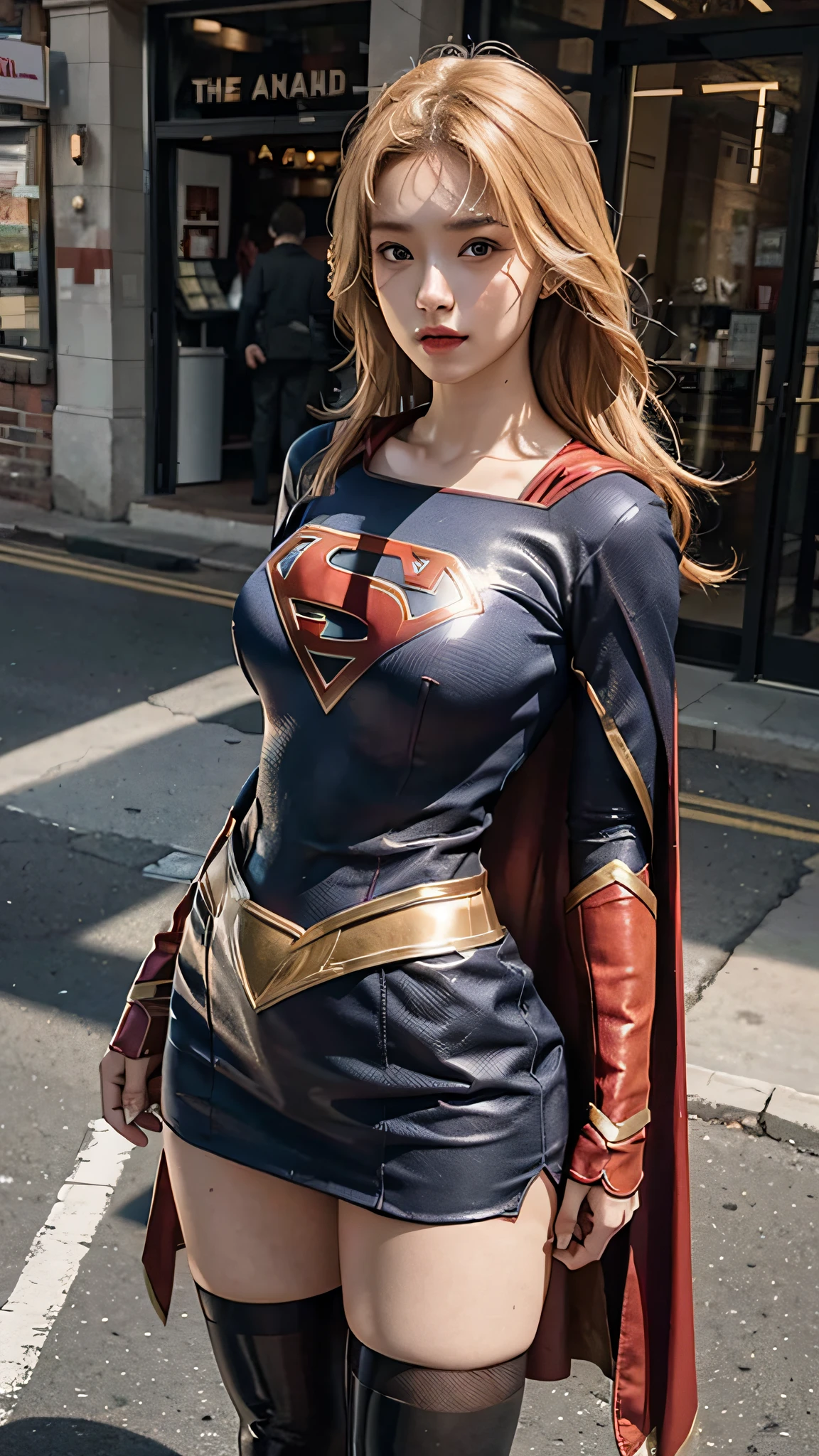 Woman body set big breasts, Supergirl costume dress