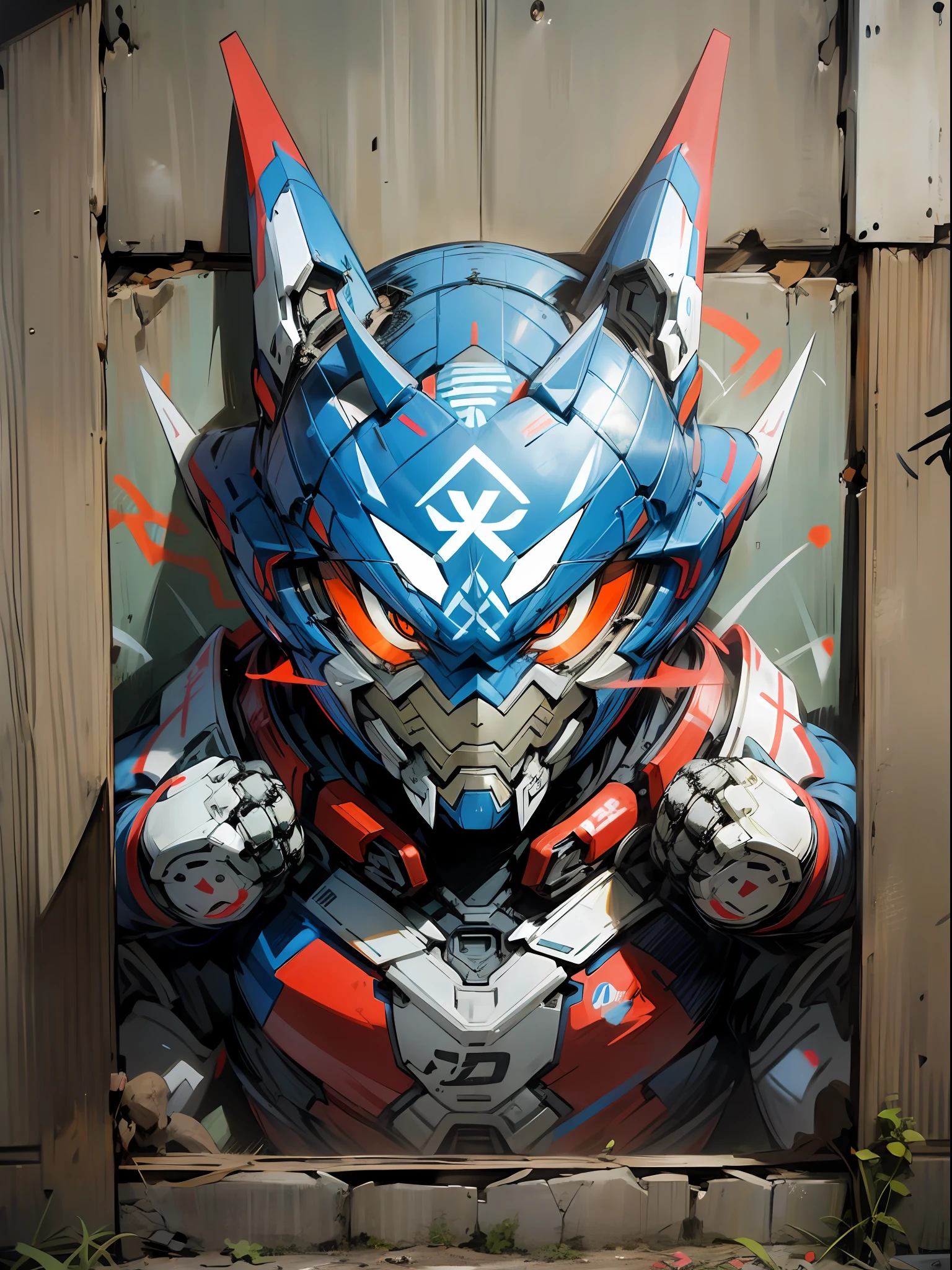 background, mixed-language_text, Japanese letters in graffit, ultraman
