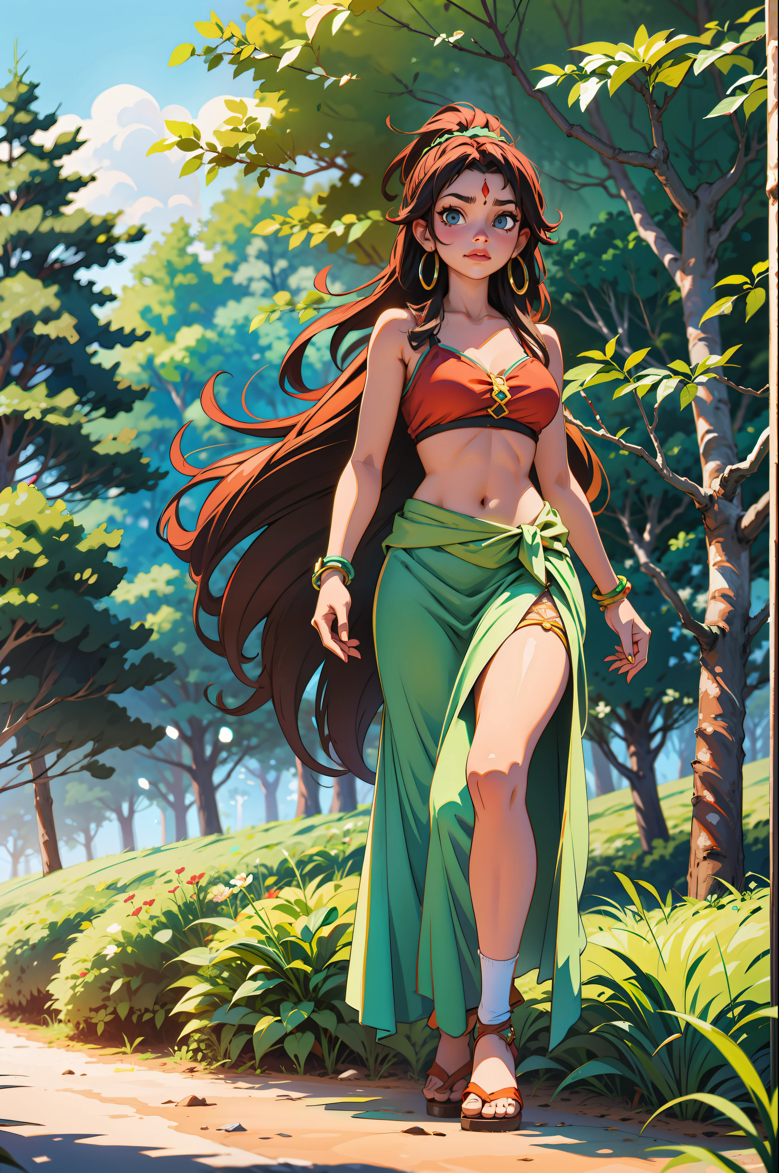 Brazilian Indian in the forest, Toon, detailed
