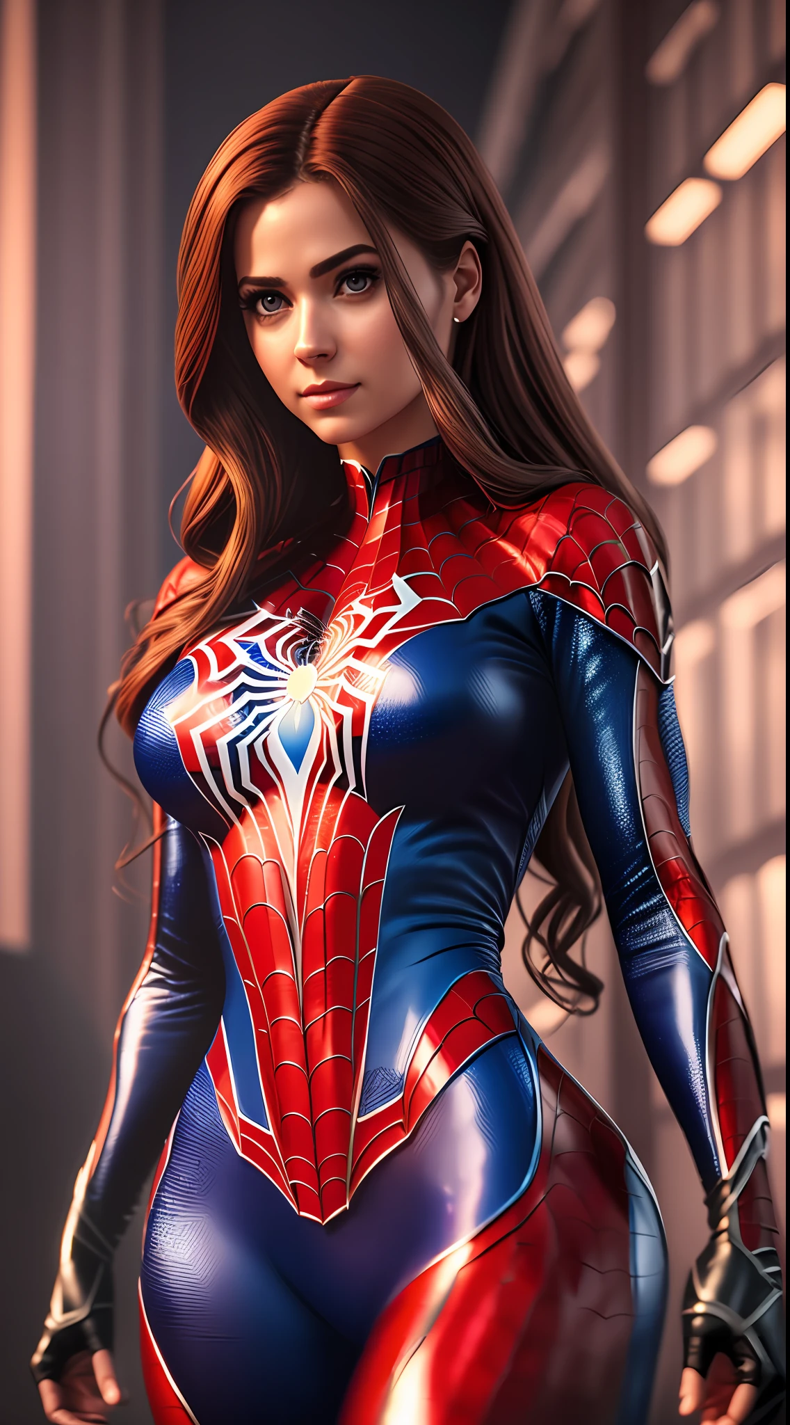 Photorealistic, Most Beautiful Girl, Tender Look, Dressed in Sexy Costume, Sensual Spider Woman, High Quality,8k --auto --s2
